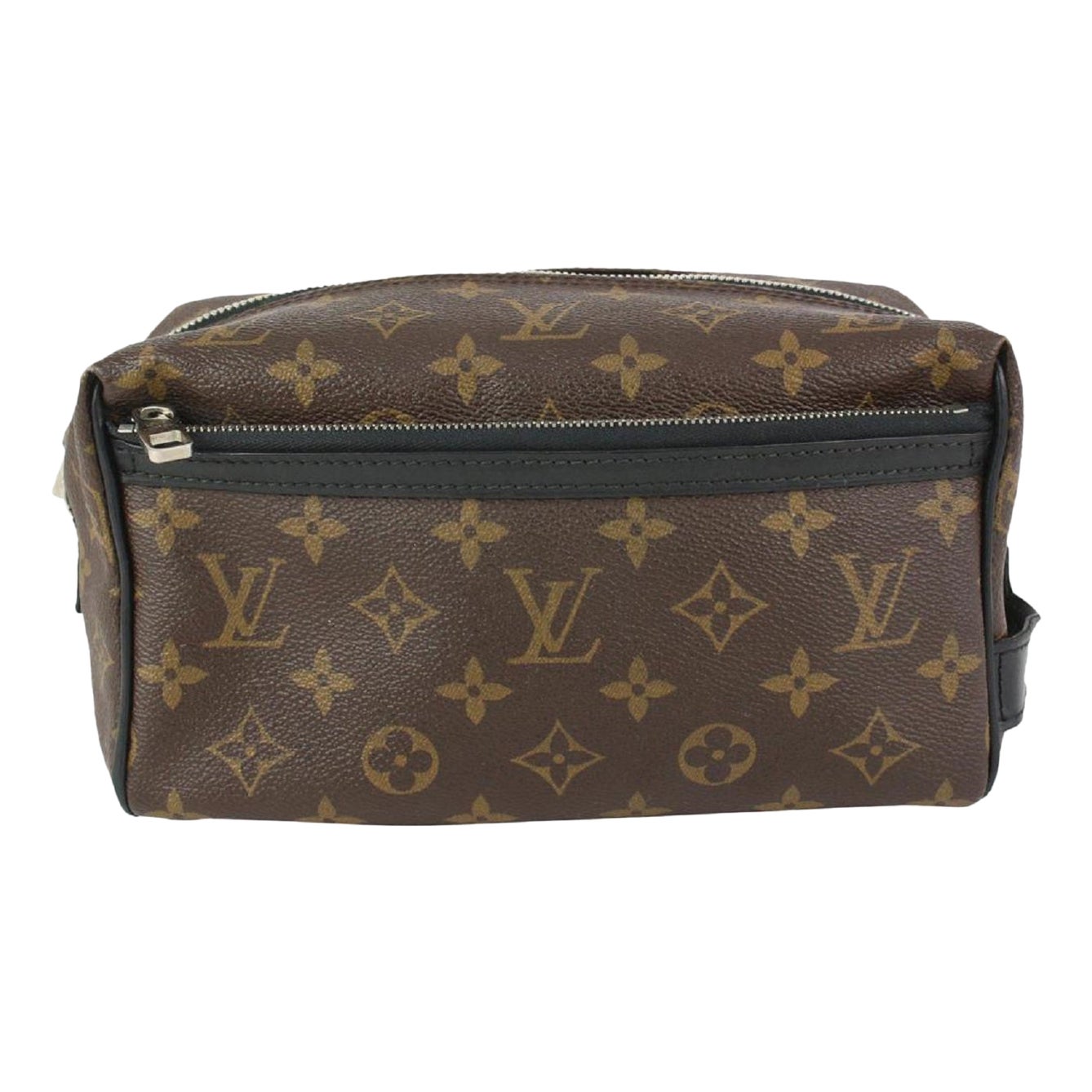 Louis Vuitton Black x Brown Monogram Macassar Trousse Toiletry Pouch Dopp 823lv2