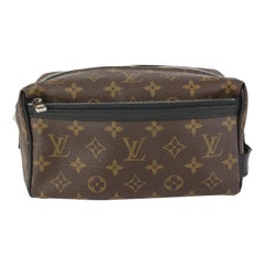 Vintage Louis Vuitton Black x Brown Monogram Macassar Trousse Toiletry Pouch Dopp 823lv2