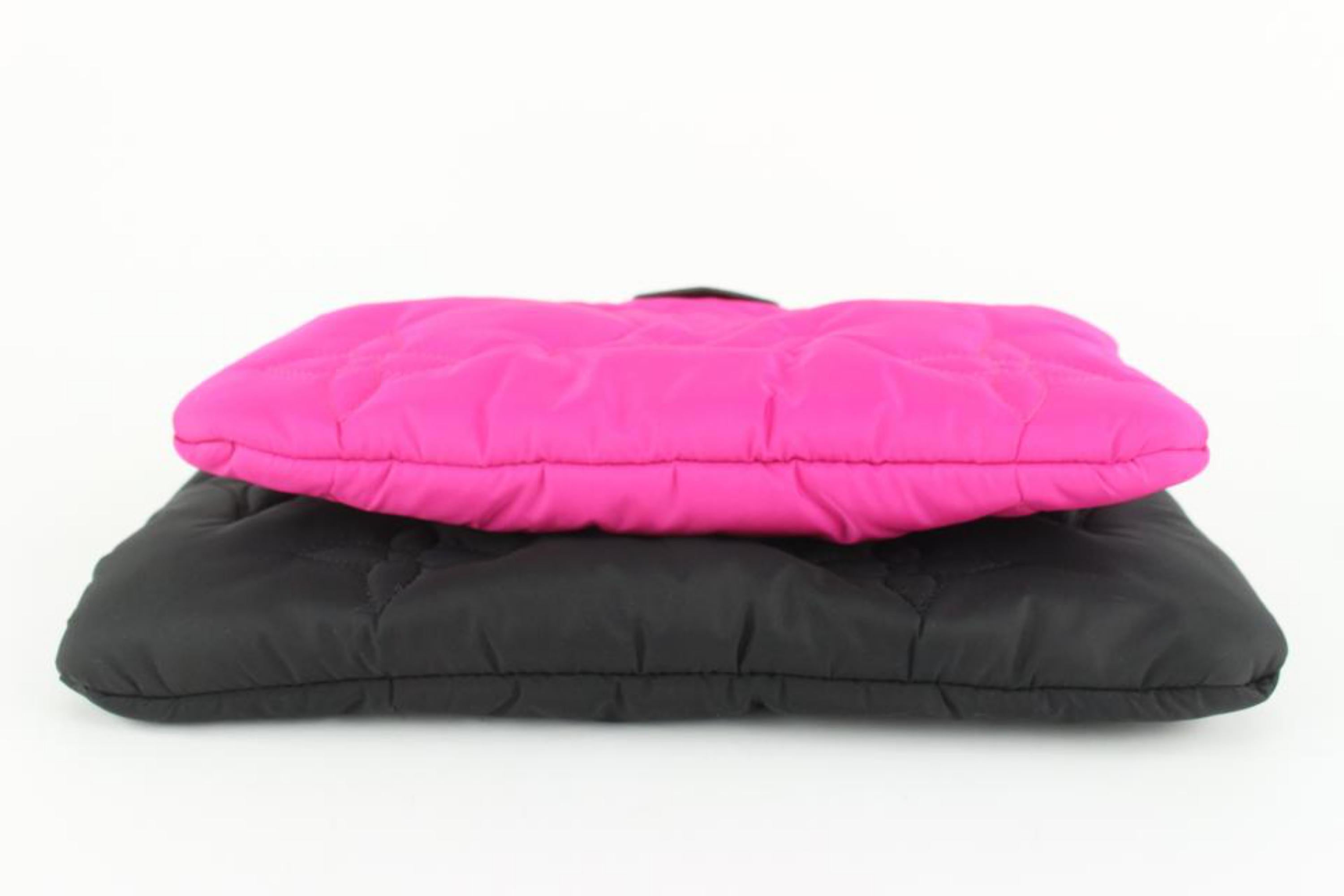 Women's Louis Vuitton Black x Fuchsia Puffy Monogram Pillow Multi Pochette Maxi 1029lv27