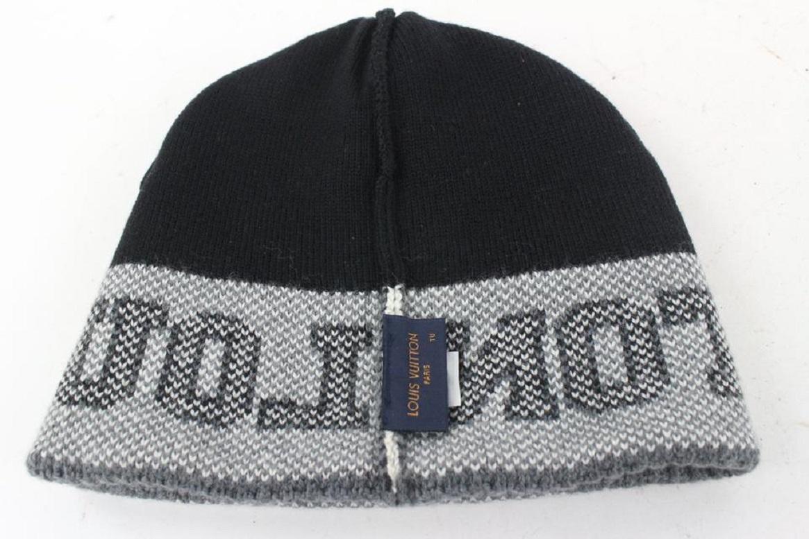 Louis Vuitton Black x Grey Beanie Ski Hat Skully Skull Cap 674lvs618 8