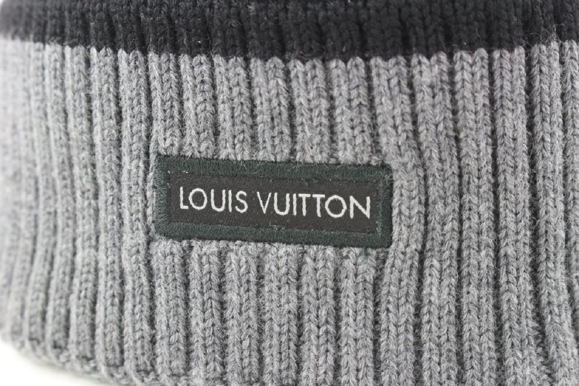 Louis Vuitton Black x Grey Beanie Ski Hat Skully Skull Cap 674lvs618 1