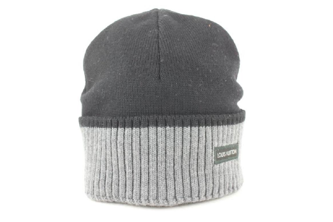 Louis Vuitton Black x Grey Beanie Ski Hat Skully Skull Cap 674lvs618 2