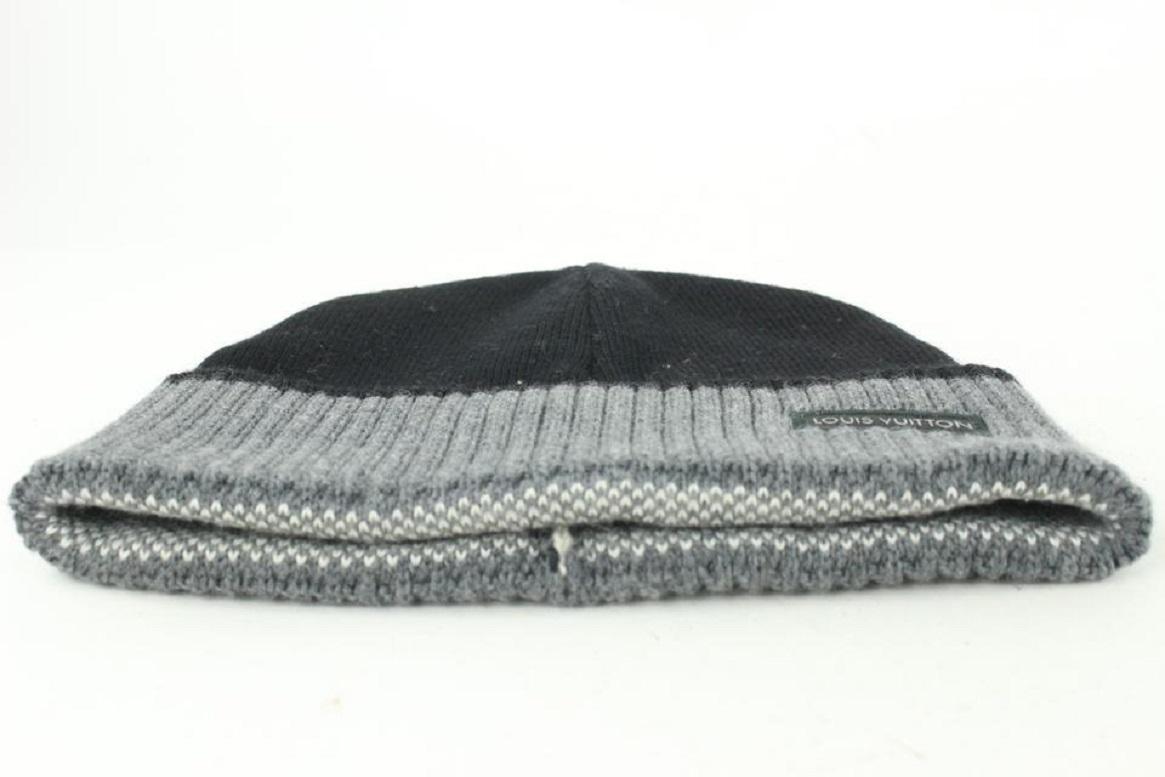 Louis Vuitton Black x Grey Beanie Ski Hat Skully Skull Cap 674lvs618 5