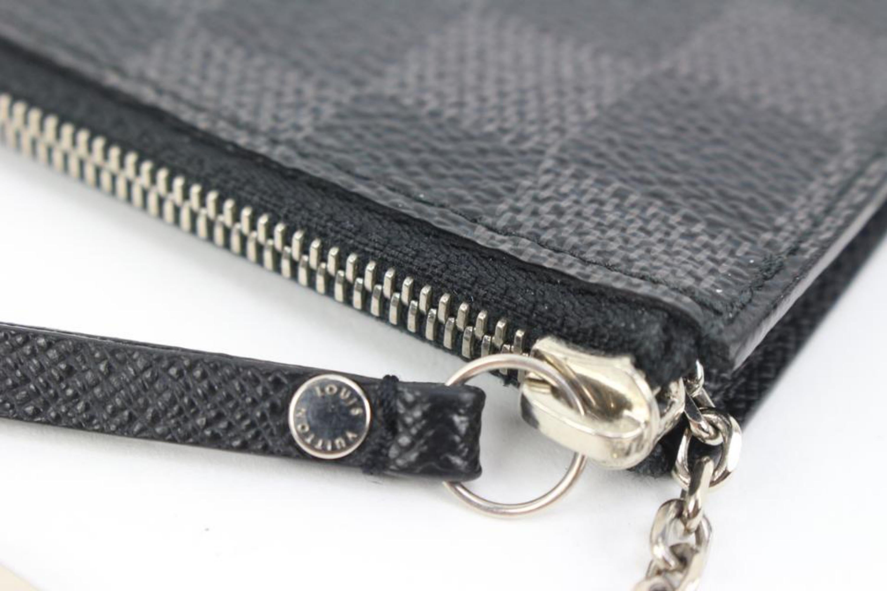 Louis Vuitton Black x Grey Change Pouch Coin Purse Key Case 23lk413s For Sale 5
