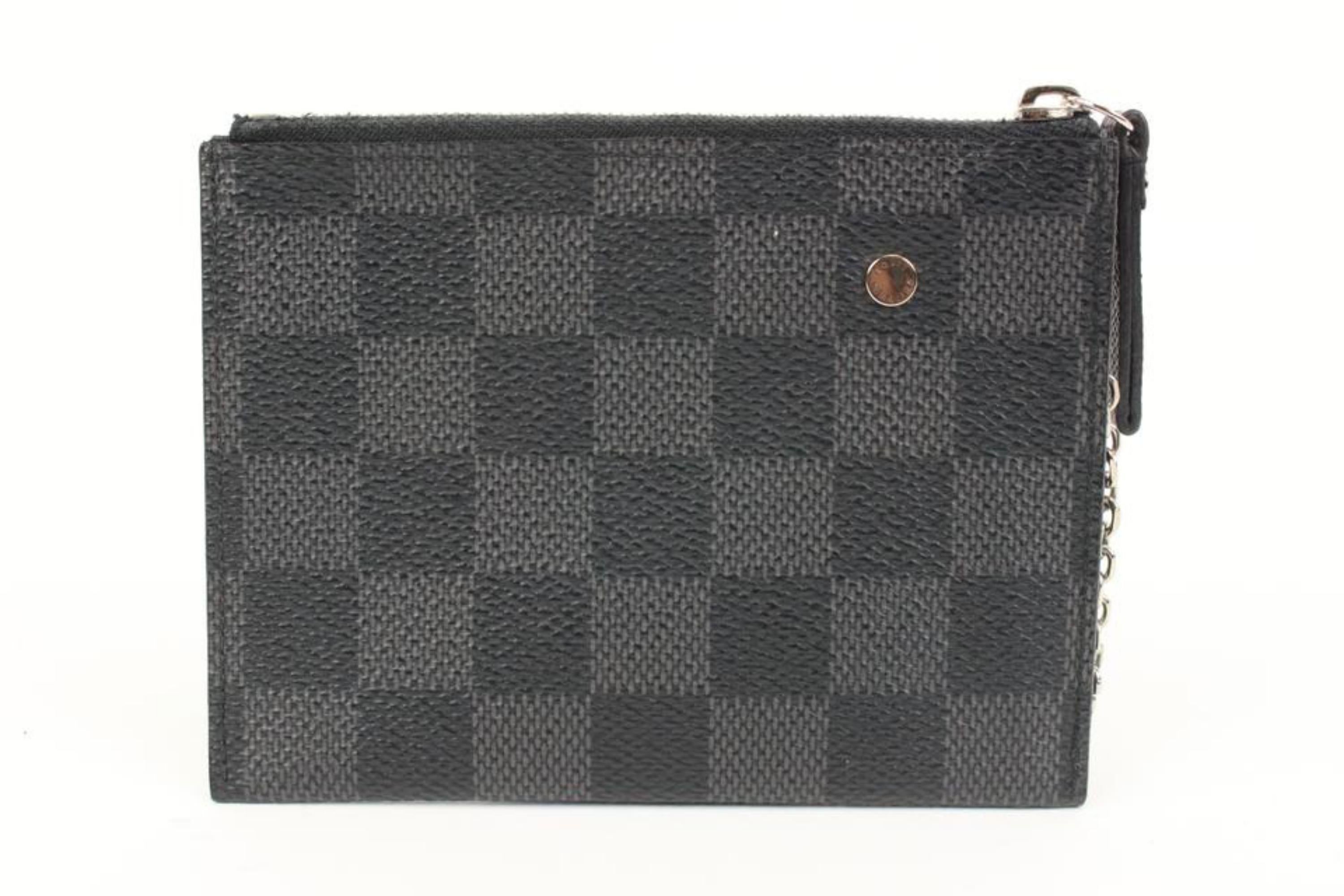 Louis Vuitton Black x Grey Change Pouch Coin Purse Key Case 23lk413s For Sale 1