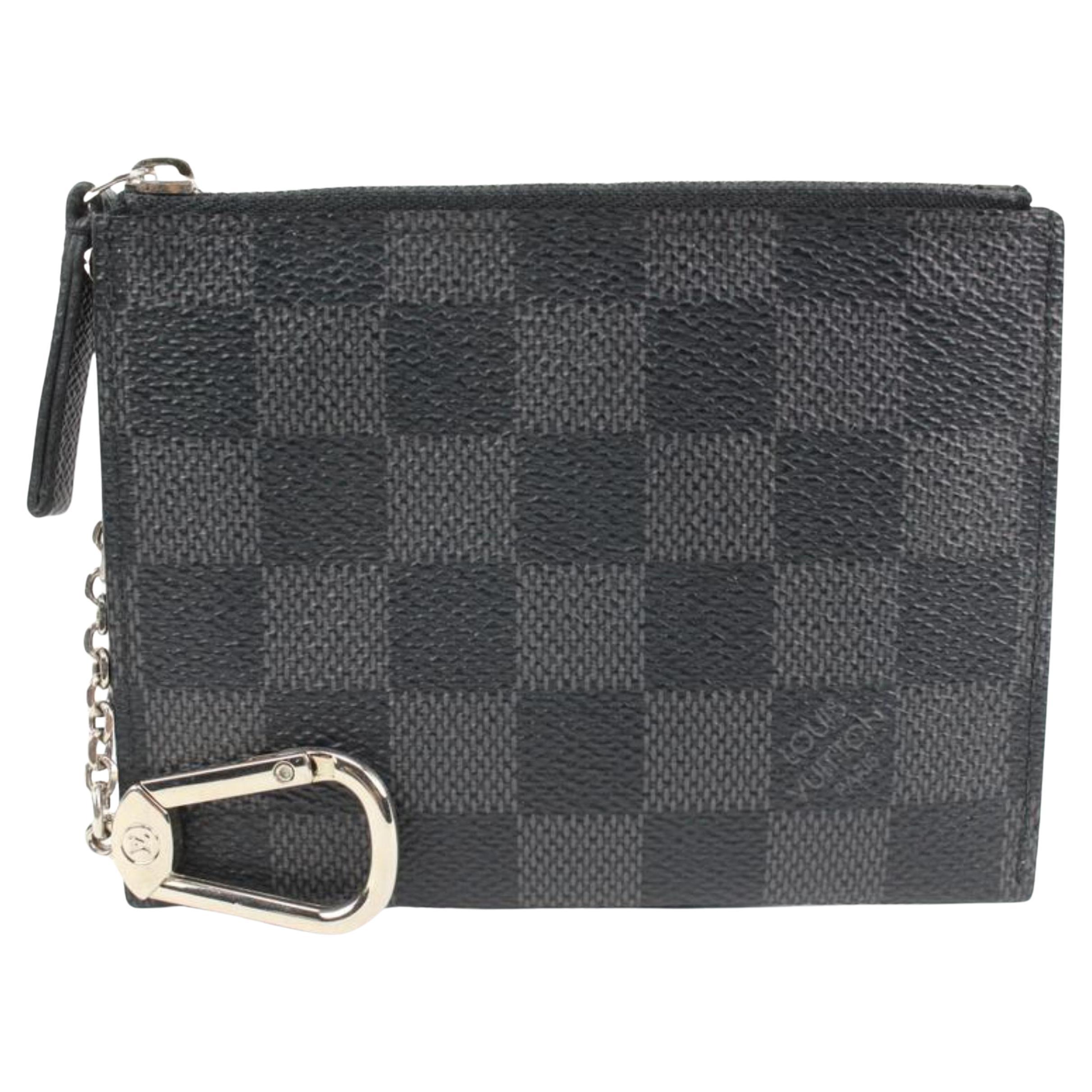 Louis Vuitton Black x Grey Change Pouch Coin Purse Key Case 23lk413s For Sale
