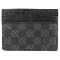Used Louis Vuitton Black x Grey Damier Graphite Card Holder Wallet Case 10lv321s