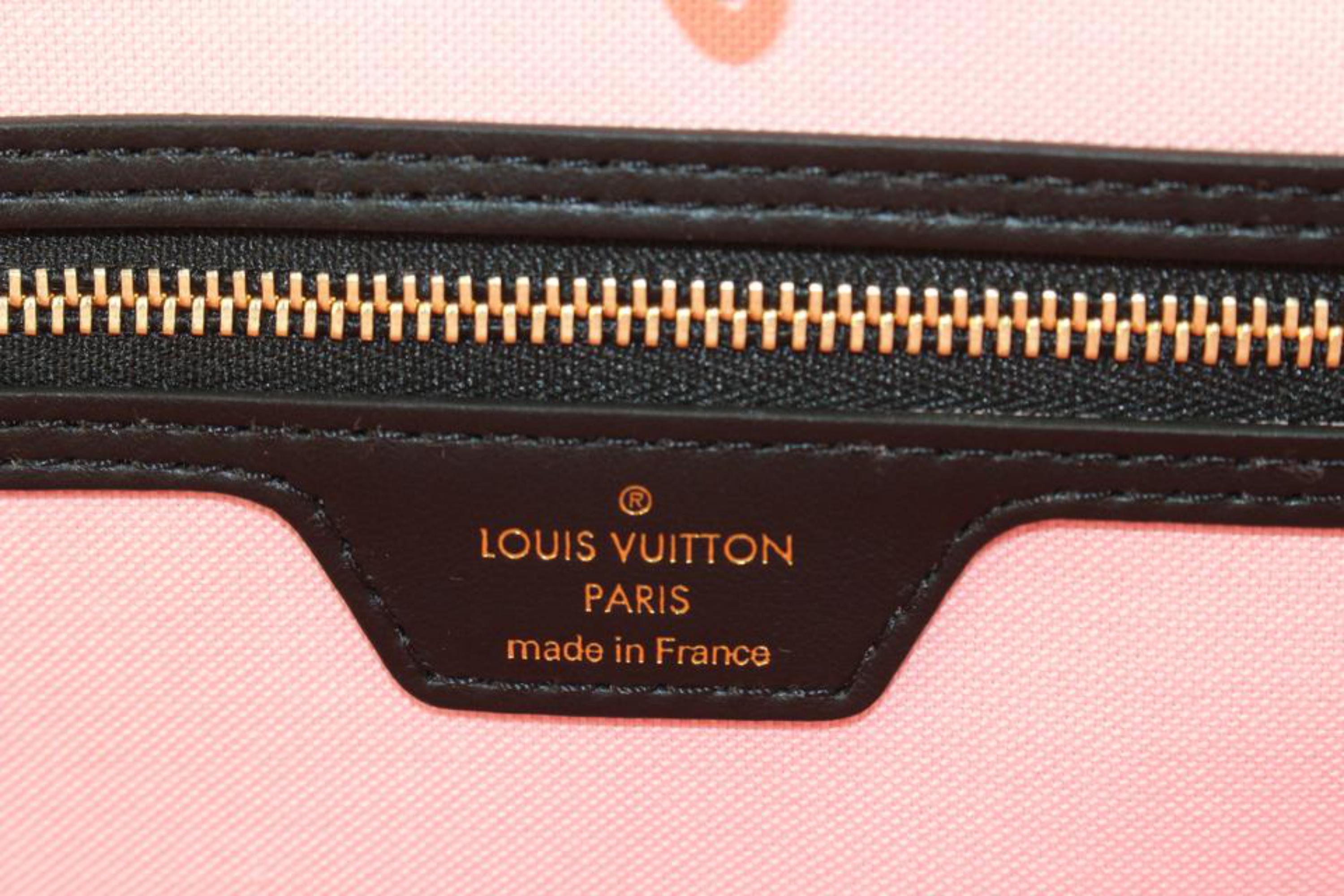 Louis Vuitton Black x Pink Monogram Fall for You Neverfull MM Tote w 64lz718s 2