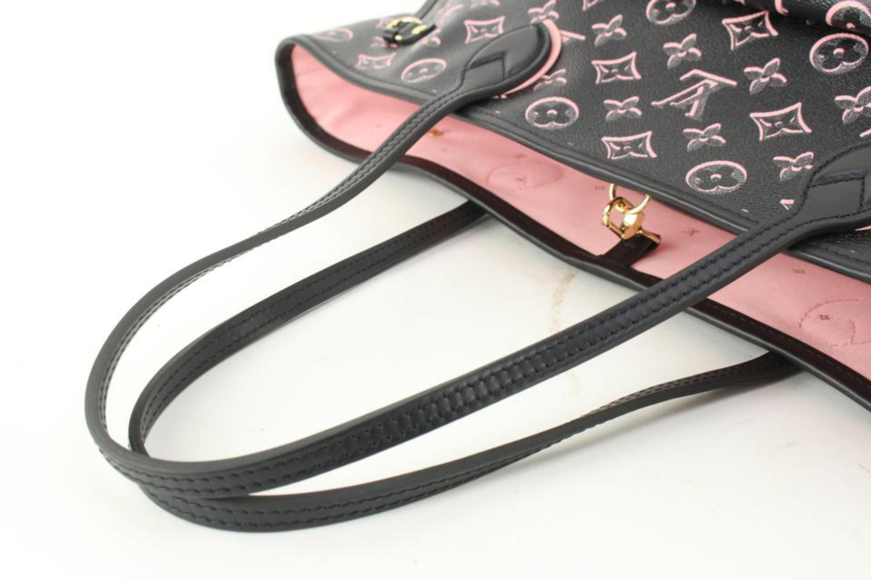 Louis Vuitton Black x Pink Monogram Fall for You Neverfull MM Tote w 64lz718s 1