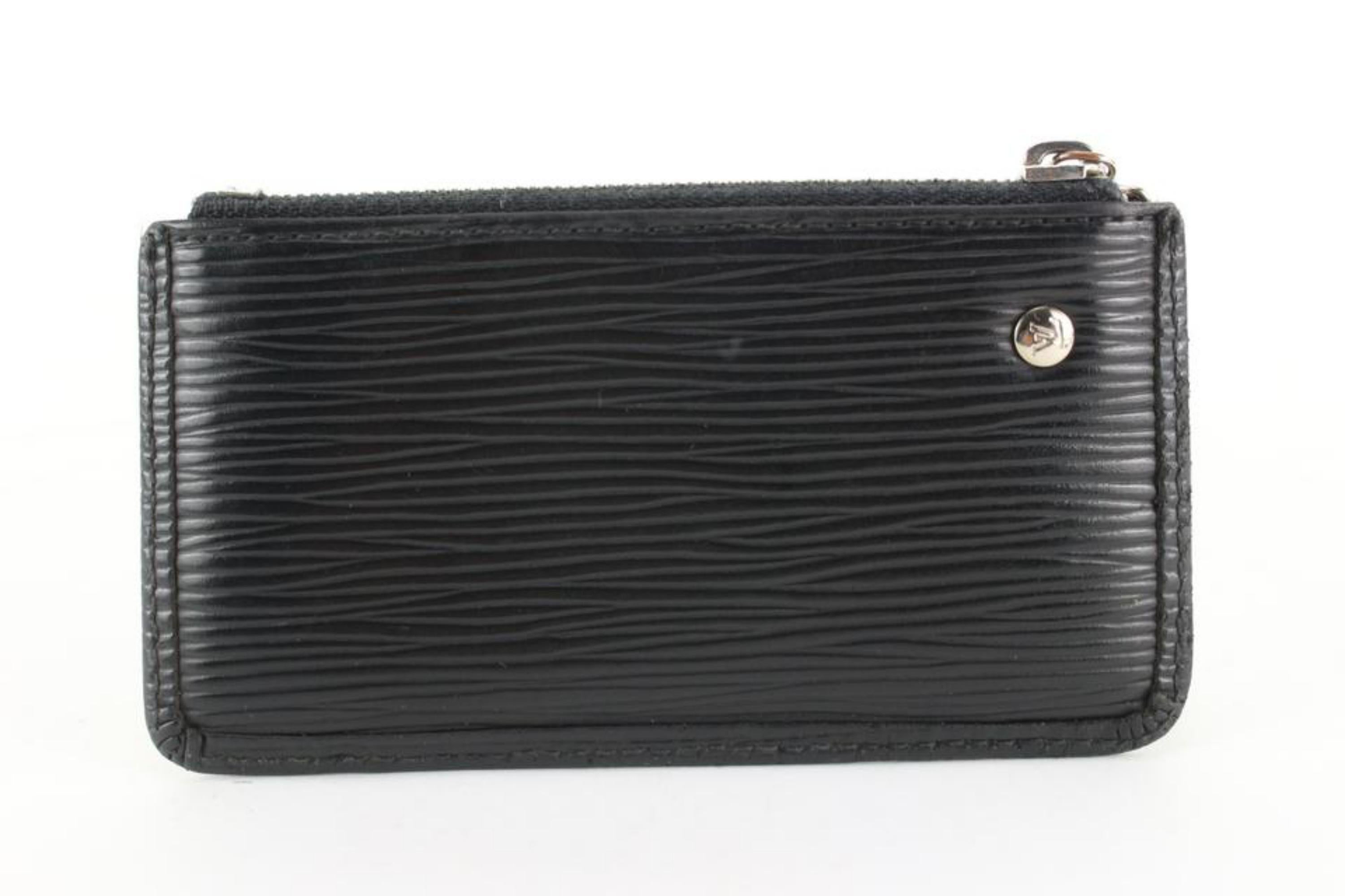 Women's Louis Vuitton Black x Silver Epi Leather Key Pouch Pochette Cles 71lz718s For Sale