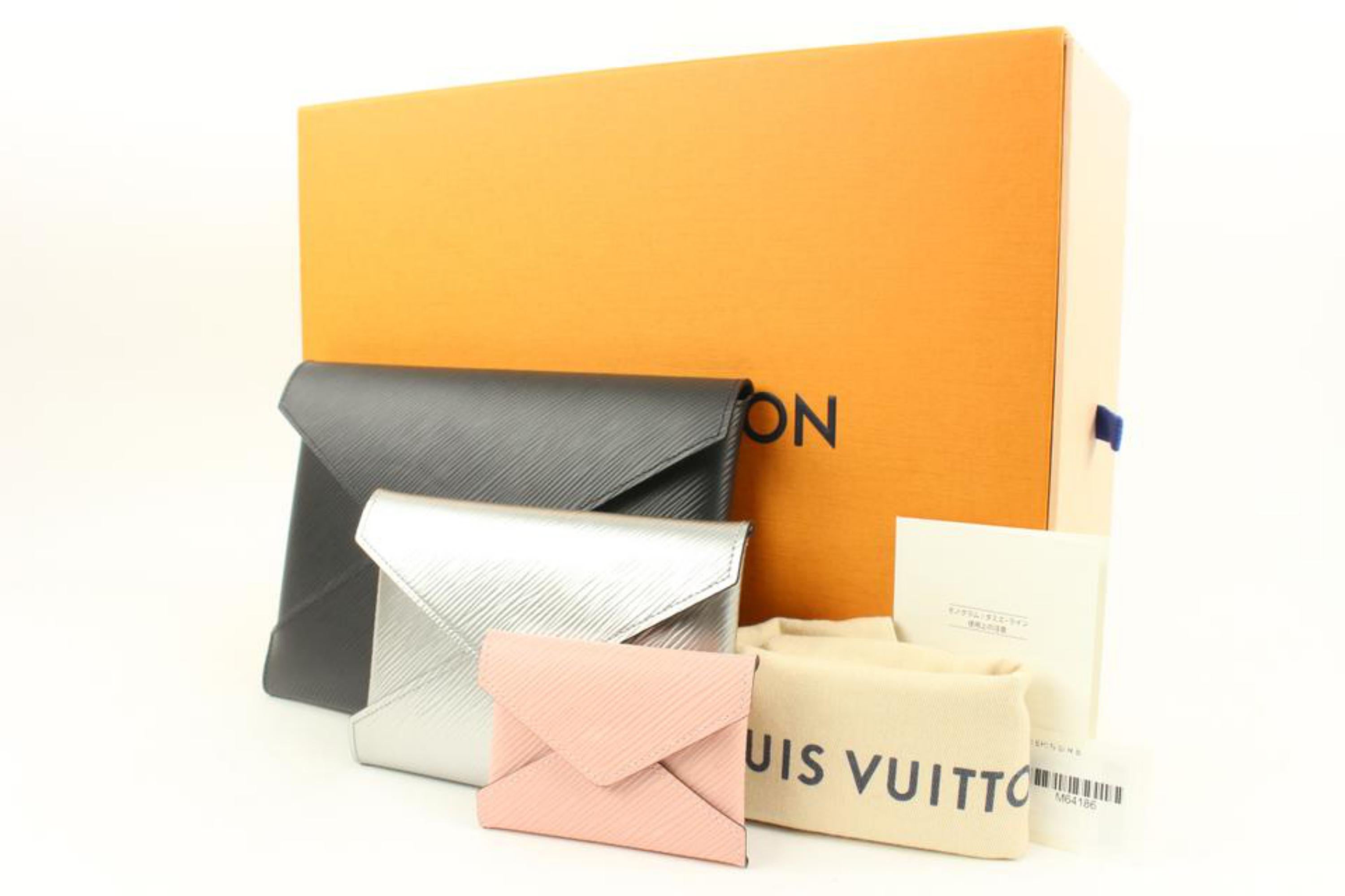 Louis Vuitton Black x Silver x Pink Epi Leather Pochette Kirigami 30lv223s For Sale 5