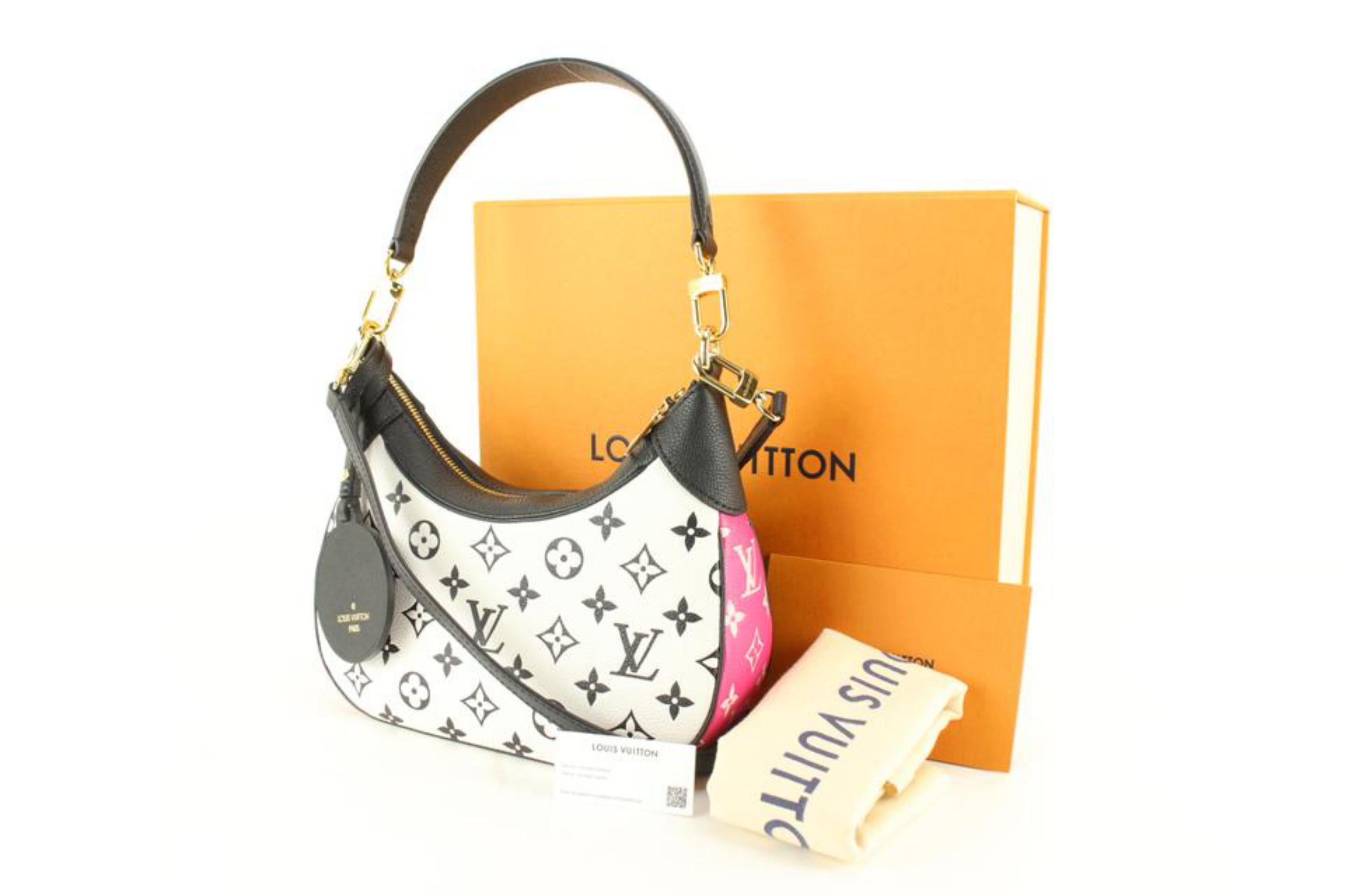 Louis Vuitton Black x White x Pink Monogram Empreinte Bagatelle BB Crossbody 5lz 3