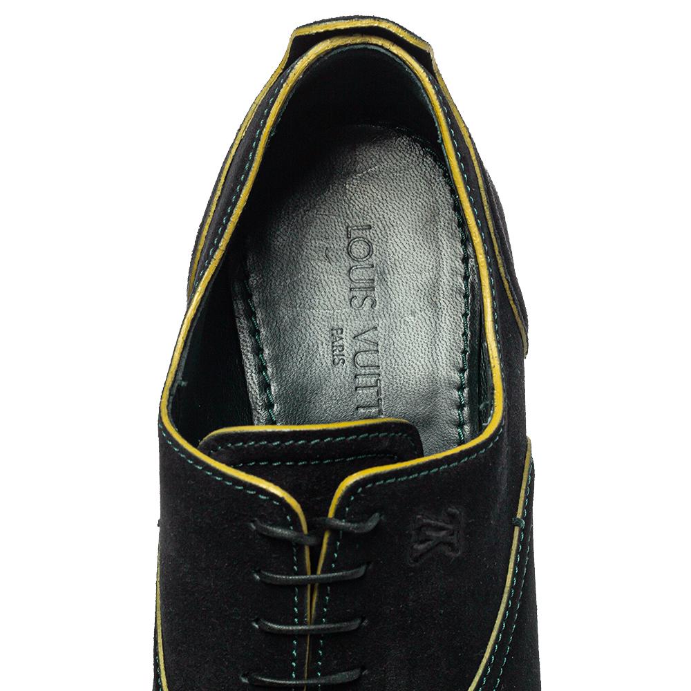 Louis Vuitton Black/Yellow Suede Lace up Oxfords Size 43.5 1