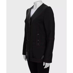 Louis Vuitton BlackLeather Collar Jacket Sz. S