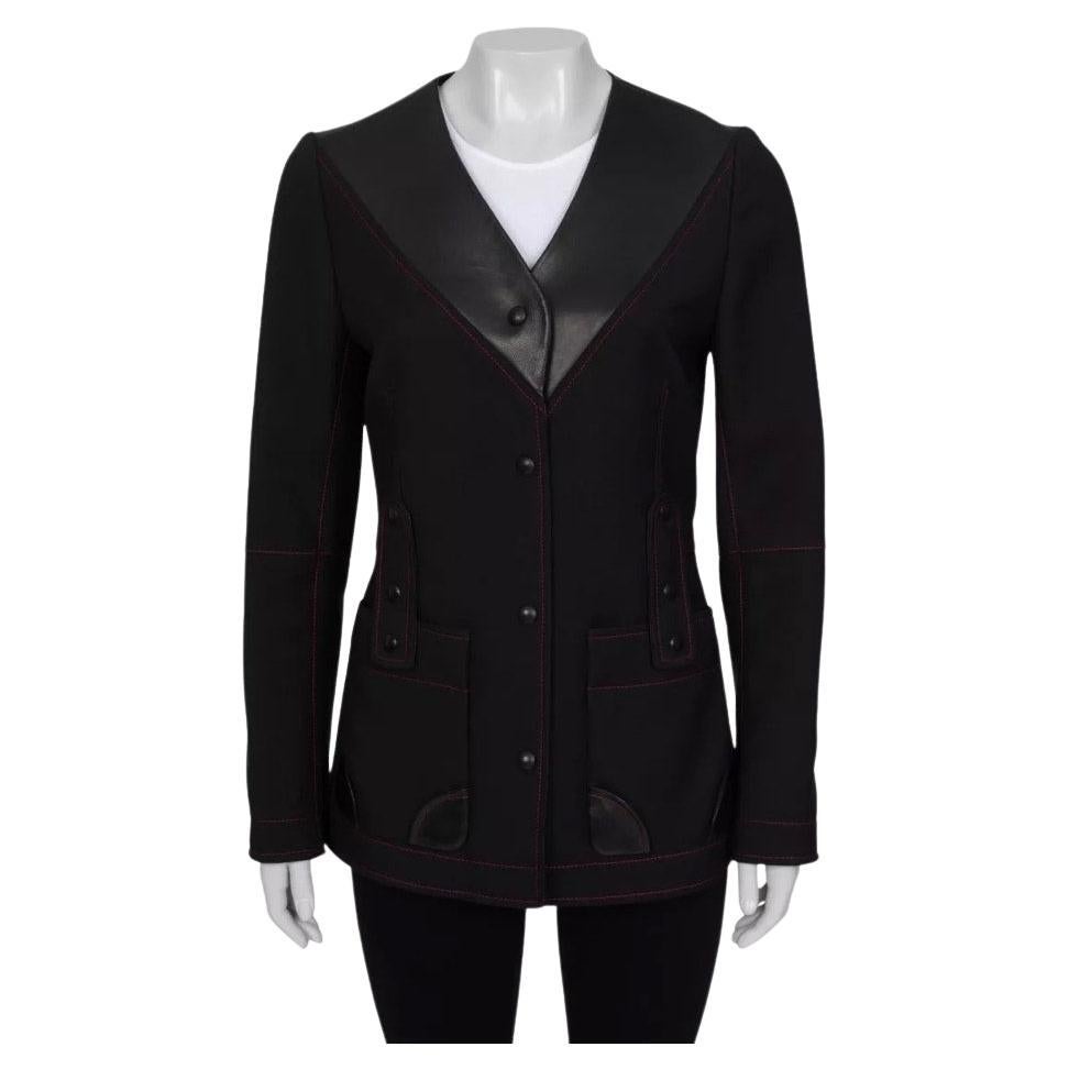 Louis Vuitton BlackLeather Collar Jacket Sz. S