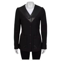 Louis Vuitton BlackLeather Collar Jacket Sz. S