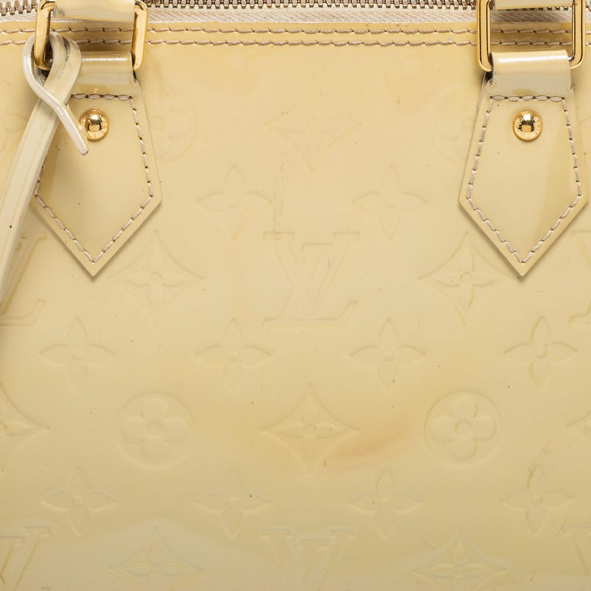 Louis Vuitton Blanc Corail Monogram Vernis Alma PM Bag 6