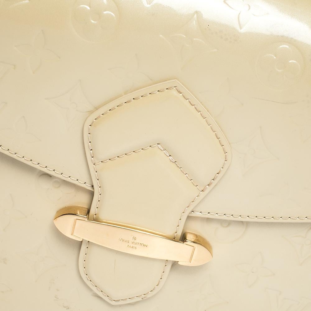 Beige Louis Vuitton Blanc Corail Monogram Vernis Bellflower PM Bag
