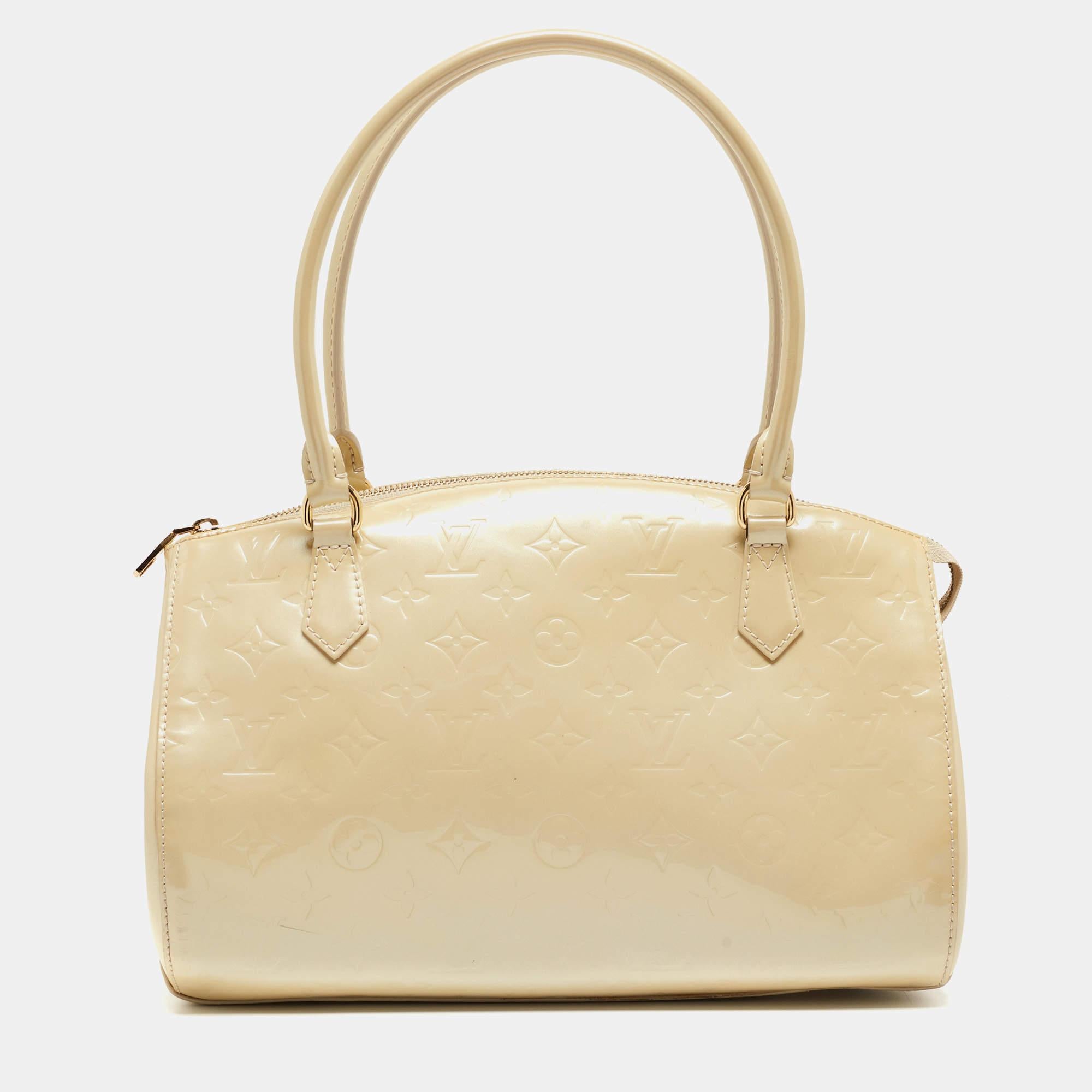 Louis Vuitton Blanc Corail Monogram Vernis Sherwood GM Bag 4