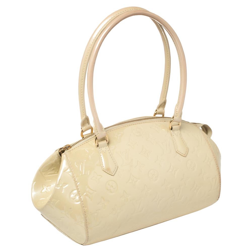 Beige Louis Vuitton Blanc Corail Monogram Vernis Sherwood PM Bag