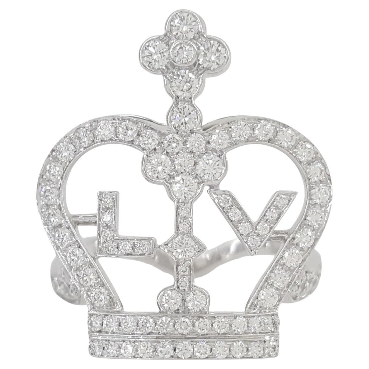 Louis Vuitton Bague couronne diamantée en or blanc 18K  1.2 Ct.
