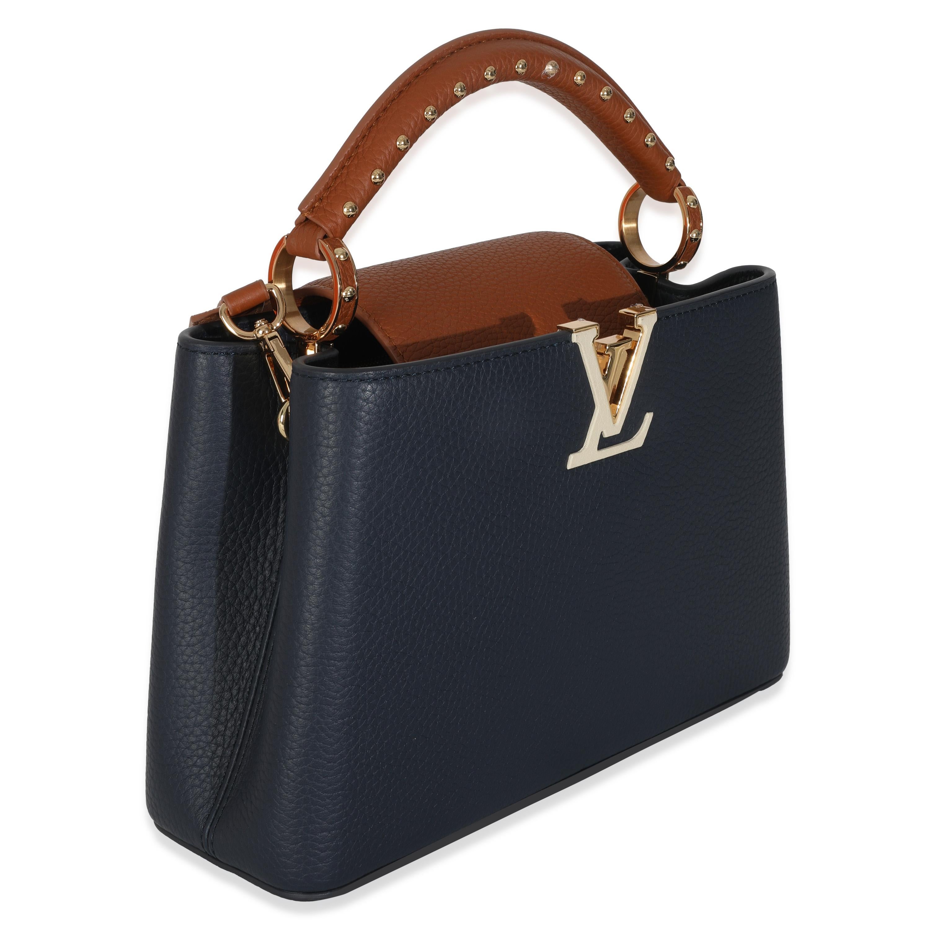 Noir Louis Vuitton Bleu De France Bleu Taurillon Studded Capucines BB en vente