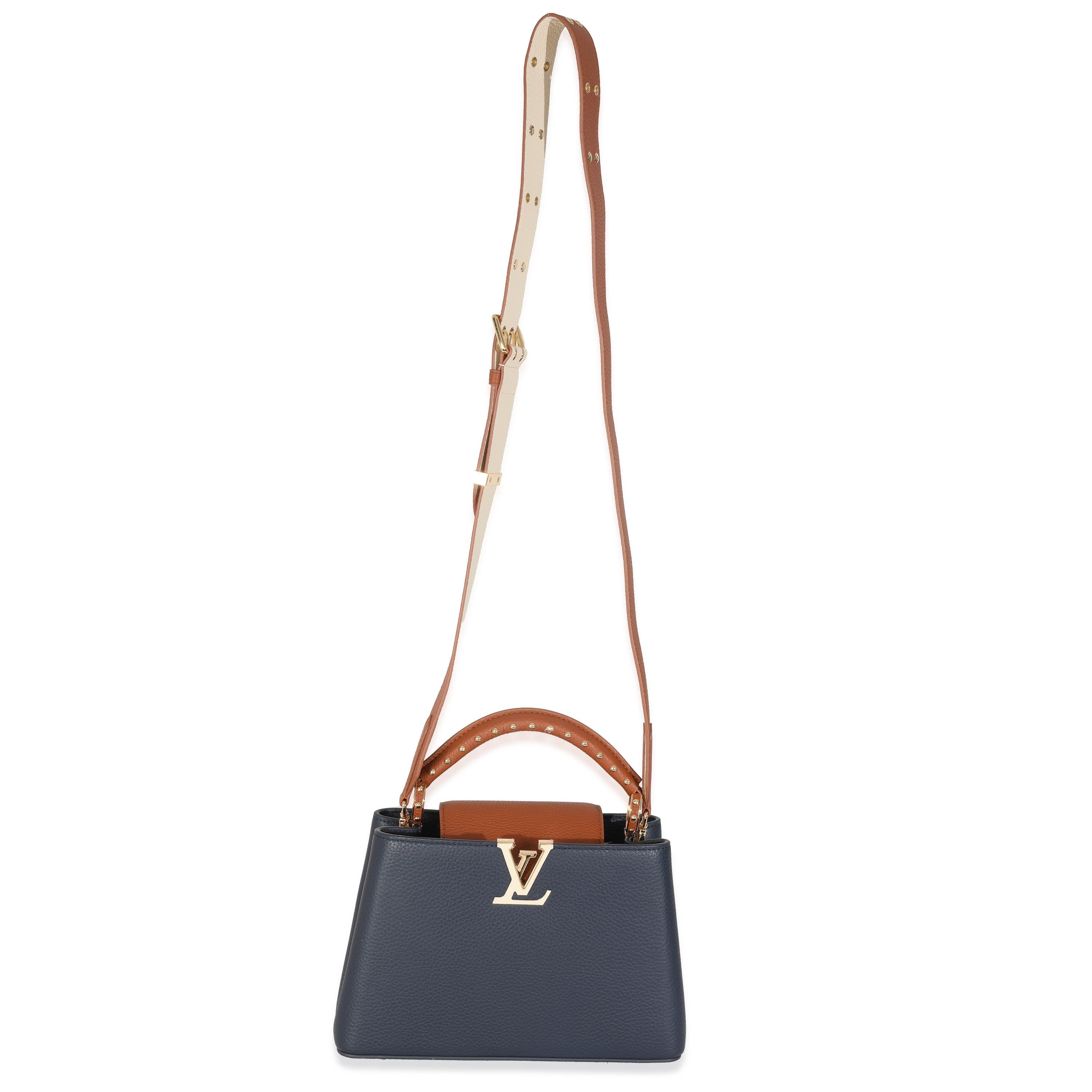 Louis Vuitton Bleu De France Bleu Taurillon Studded Capucines BB en vente 1