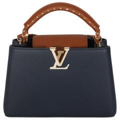 Louis Vuitton Bleu De France Blue Taurillon Studded Capucines BB