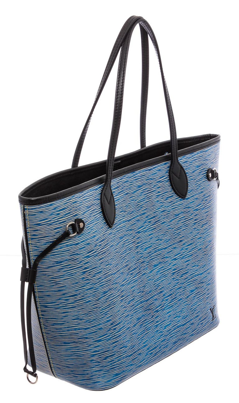 Louis Vuitton Bleu Denim Epi Leather Neverfull MM Bag For Sale at 1stdibs