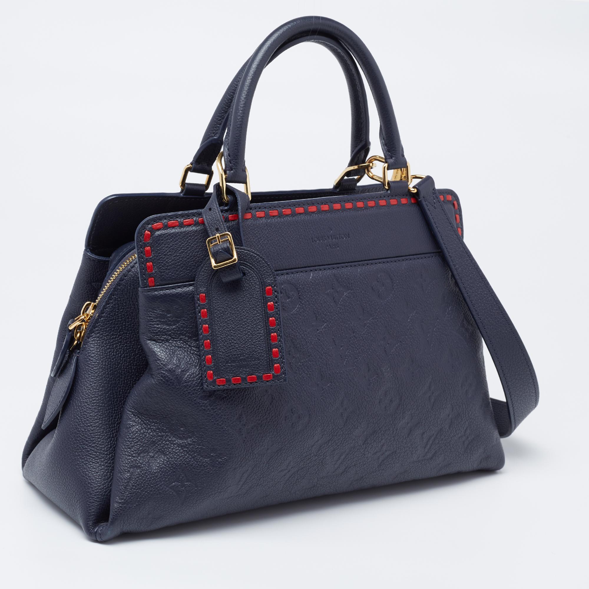 Louis Vuitton Bleu Infini Empreinte Leather Vosges MM Bag In Good Condition In Dubai, Al Qouz 2