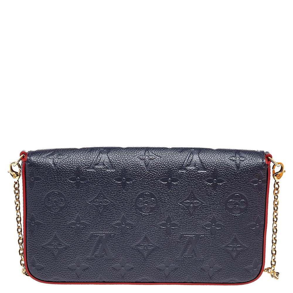 Black Louis Vuitton Bleu Infini Monogram Empreinte Leather Felicie Pochette