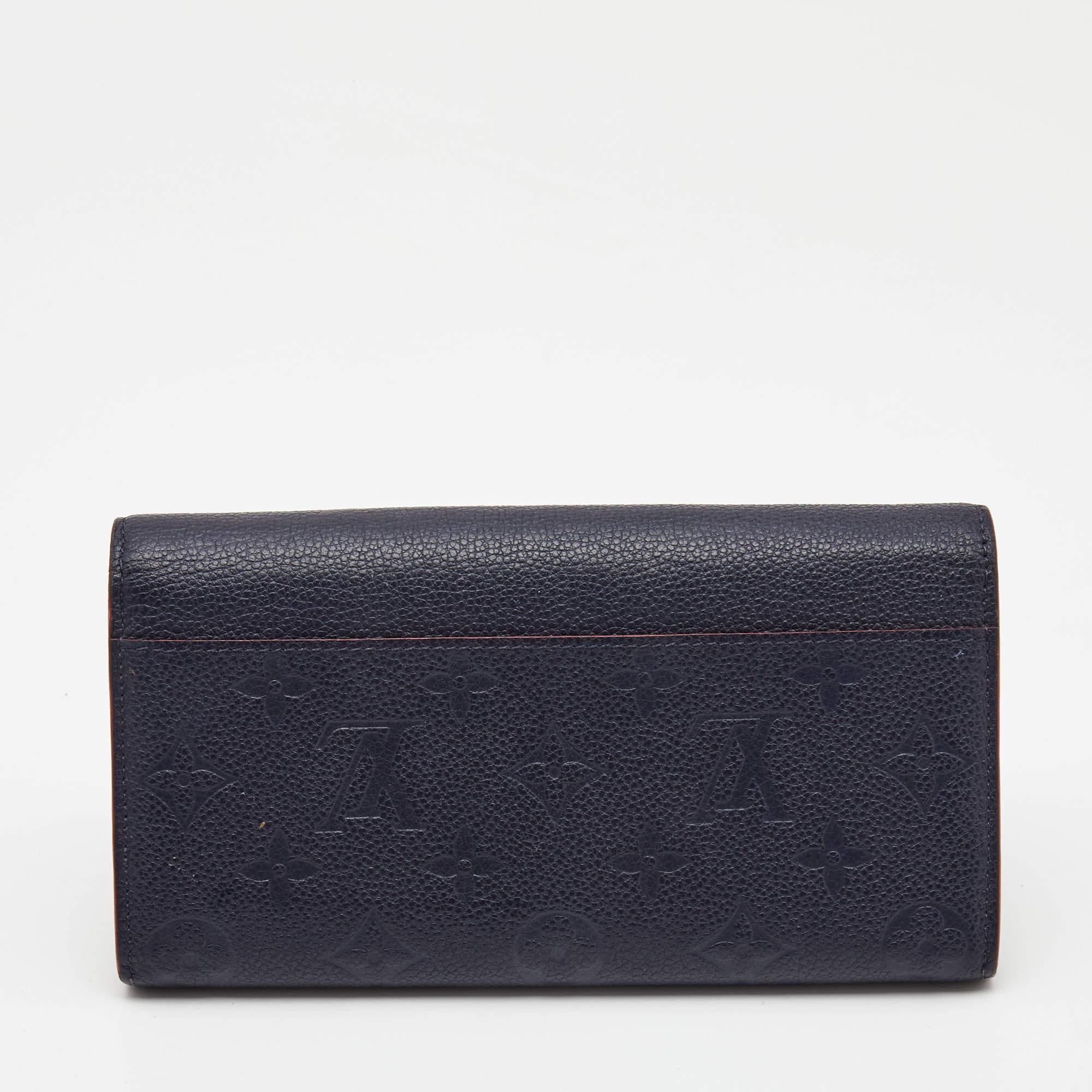 Louis Vuitton Bleu Infini Monogram Empreinte Leather Sarah Wallet In Good Condition In Dubai, Al Qouz 2