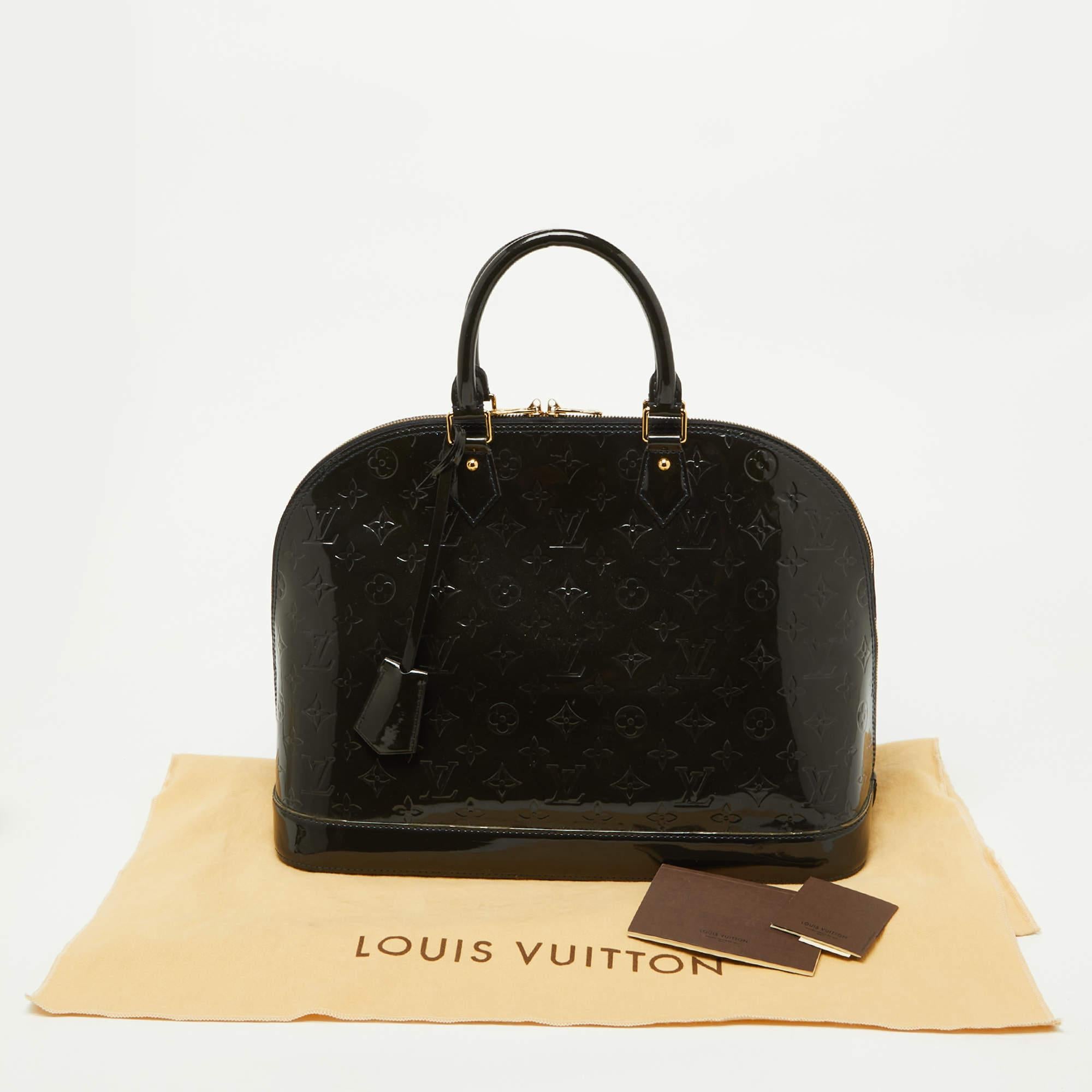 Louis Vuitton Bleu Infini Monogram Vernis Alma GM Bag For Sale 10