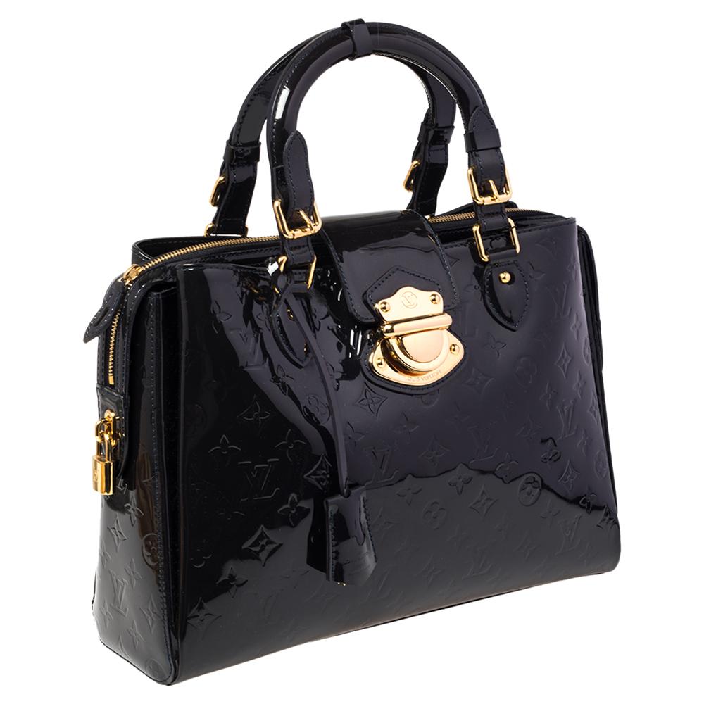 Black Louis Vuitton Bleu Infini Monogram Vernis Melrose Avenue Bag