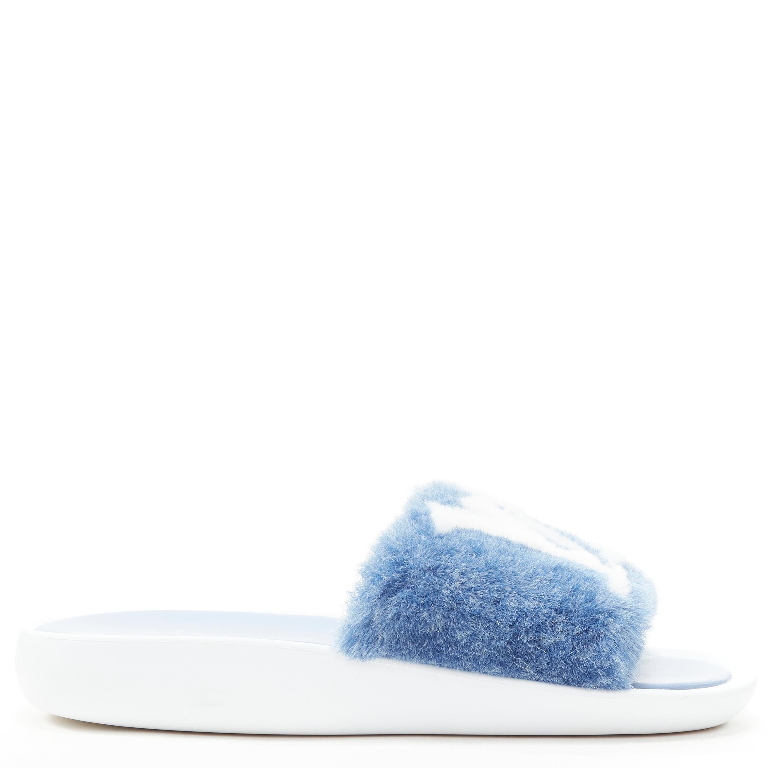 Blue Lv Sandals - For Sale on 1stDibs  louis vuitton fuzzy slides, lv  denim slides, blue lv slides