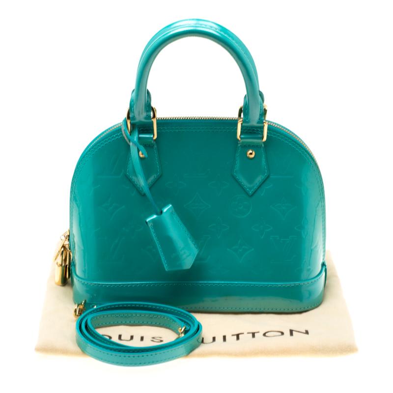 Louis Vuitton Bleu Lagon Monogram Vernis Alma BB Bag 4