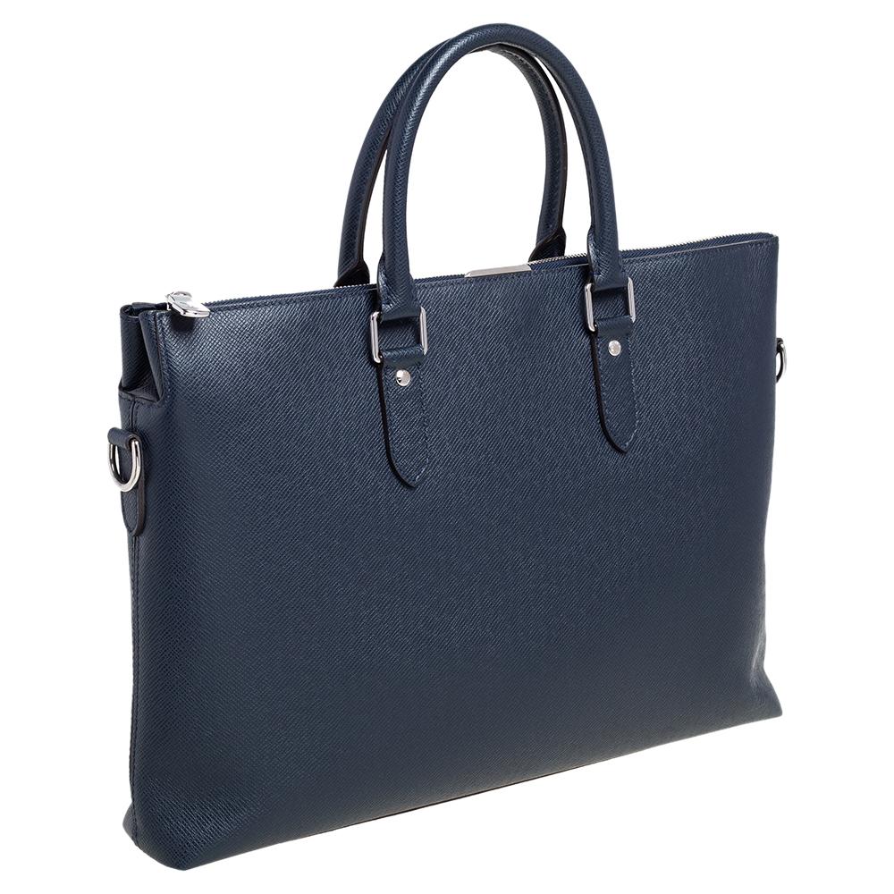 Black Louis Vuitton Bleu Marine Taiga Leather Anton Soft Briefcase