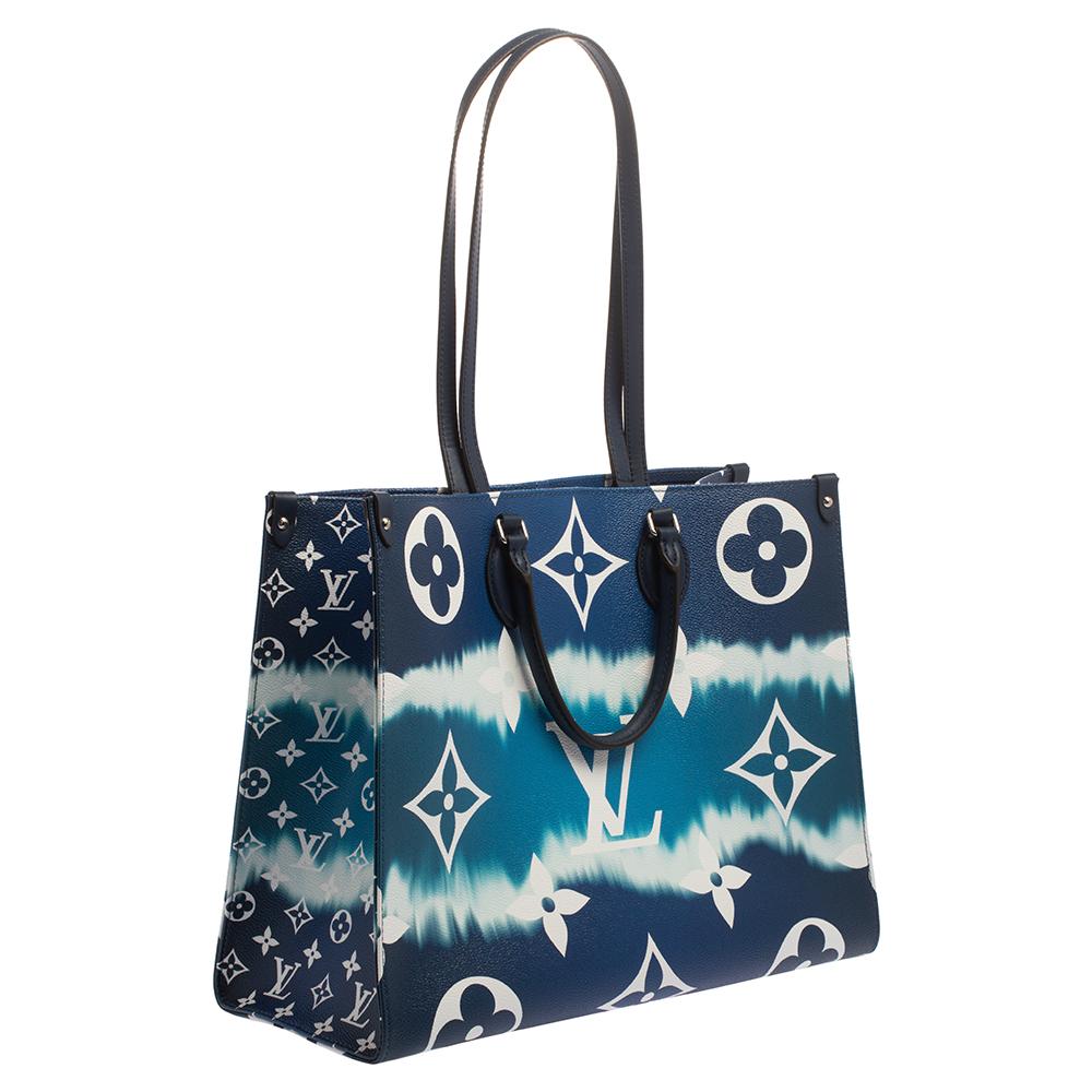 Louis Vuitton Bleu Monogram Coated Canvas Onthego GM Bag at 1stDibs