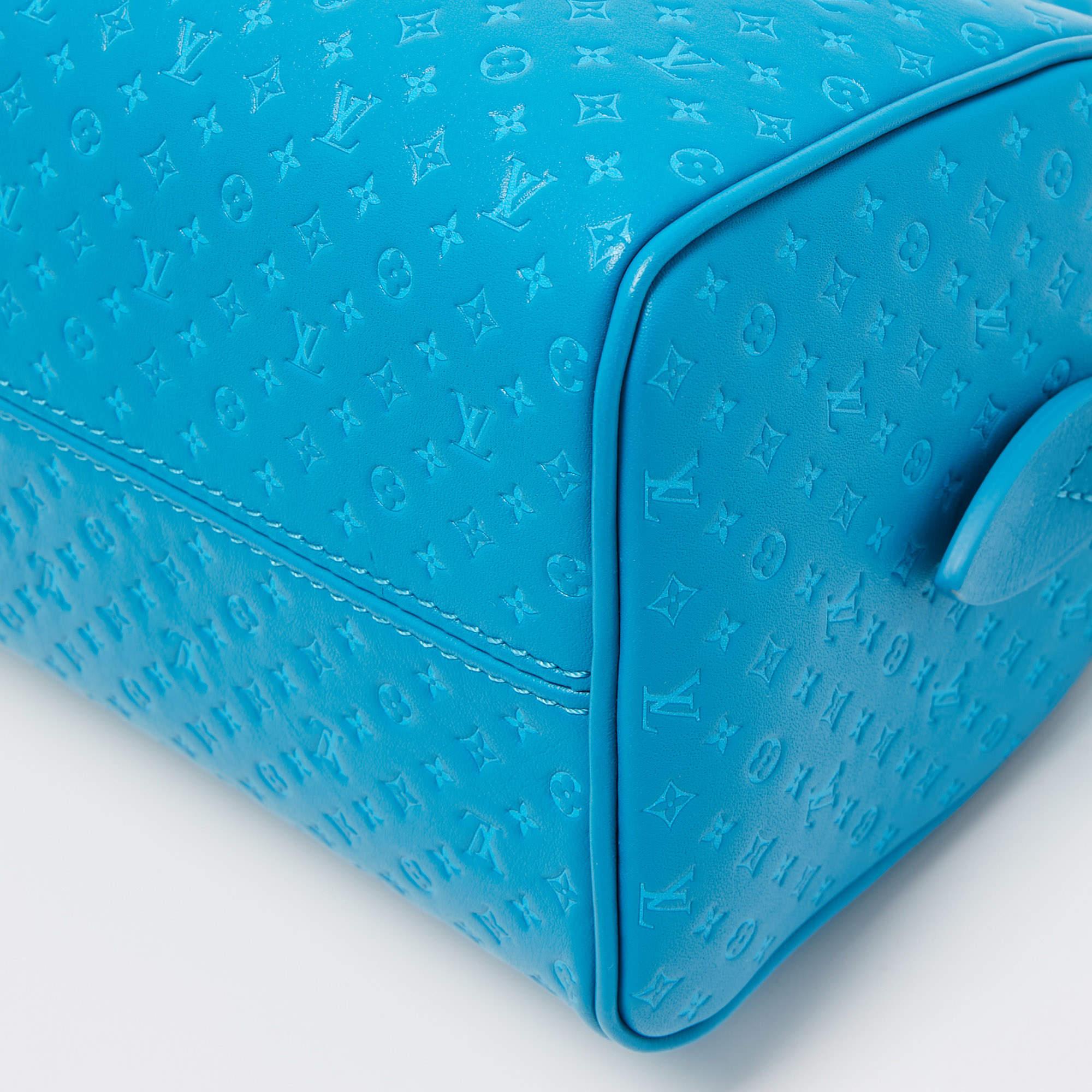 Louis Vuitton Bleu Nanogram Empreinte Leather Speedy Bandoulière 20 Bag 2