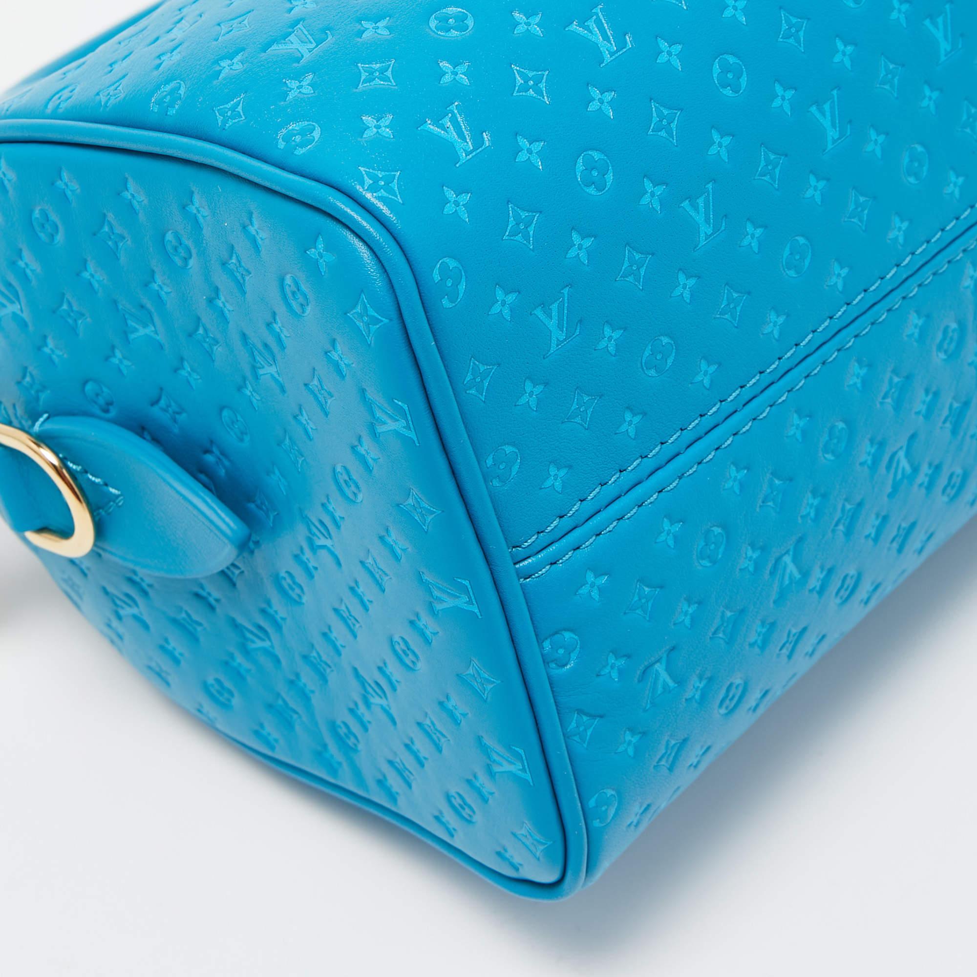 Louis Vuitton Bleu Nanogram Empreinte Leather Speedy Bandoulière 20 Bag 4