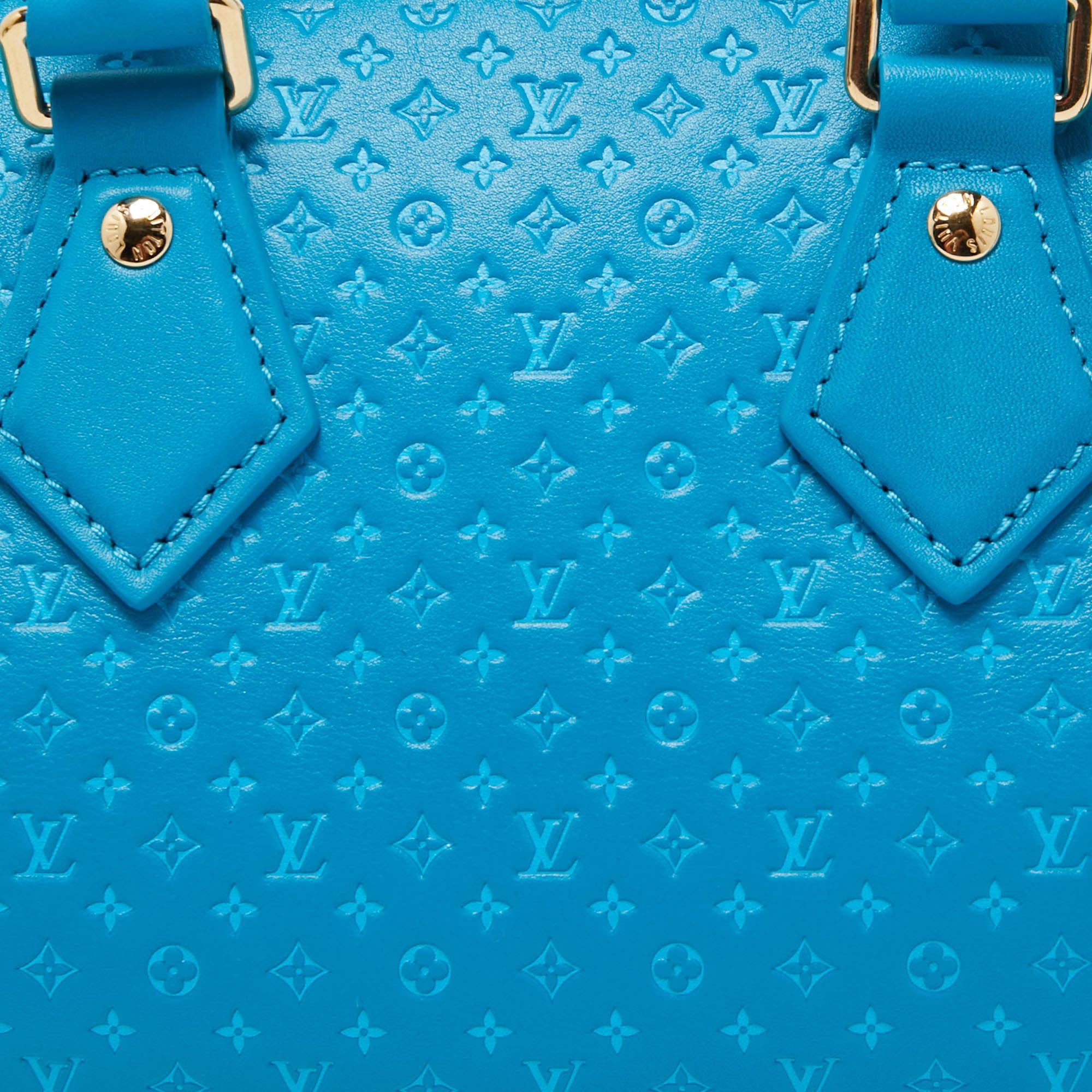 Louis Vuitton Bleu Nanogram Empreinte Leather Speedy Bandoulière 20 Bag 5