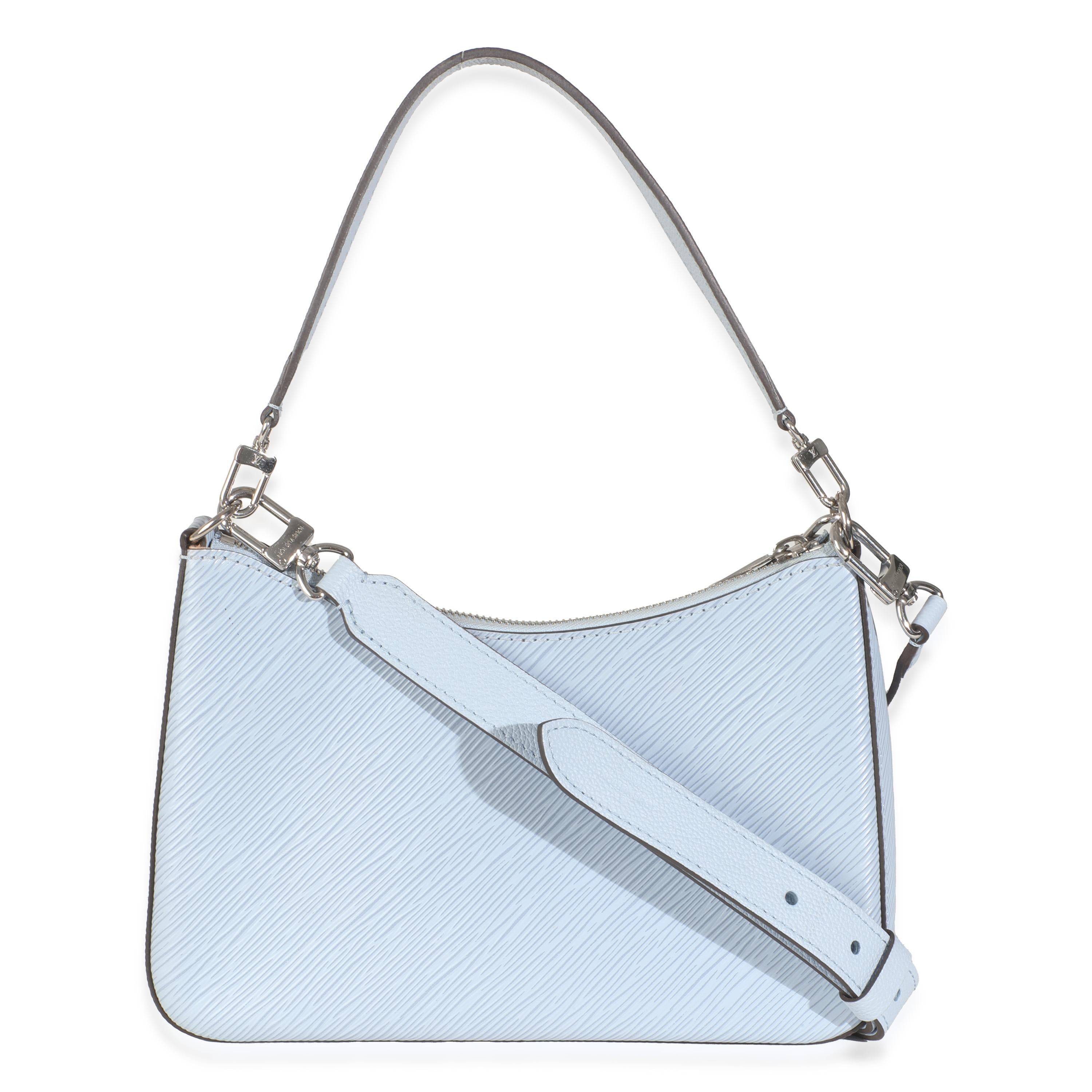 Listing Title: Louis Vuitton Bleu Nuage Epi Marelle
SKU: 145778
Condition: Pre-owned 
Handbag Condition: Excellent
Condition Comments: Item is in excellent condition and displays light signs of wear.  Scratching along hardware. Faint corner