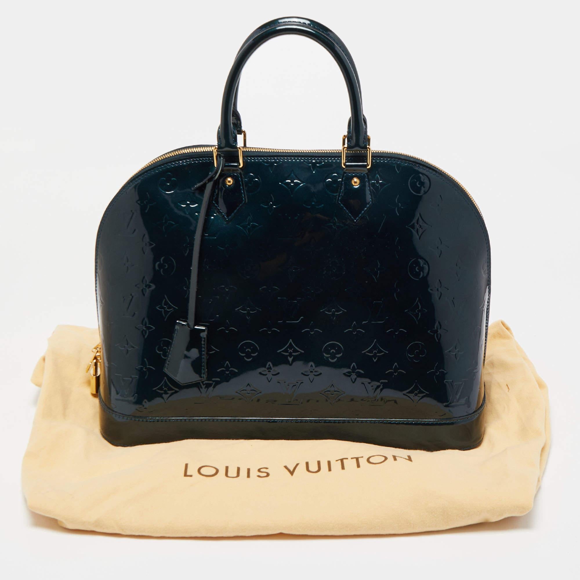 Louis Vuitton Bleu Nuit Monogram Vernis Alma GM Bag 10