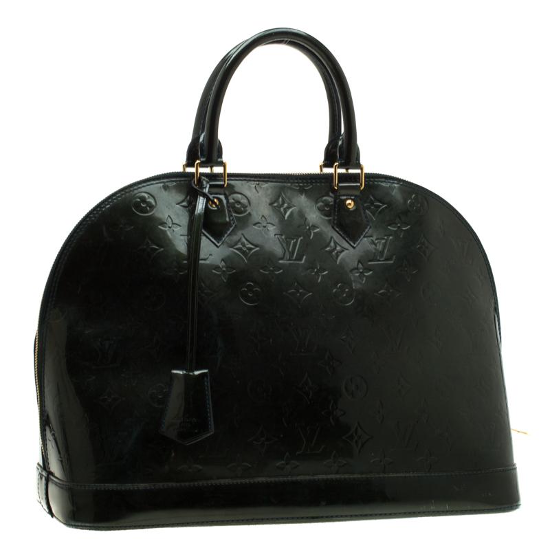 Black Louis Vuitton Bleu Nuit Monogram Vernis Alma GM Bag