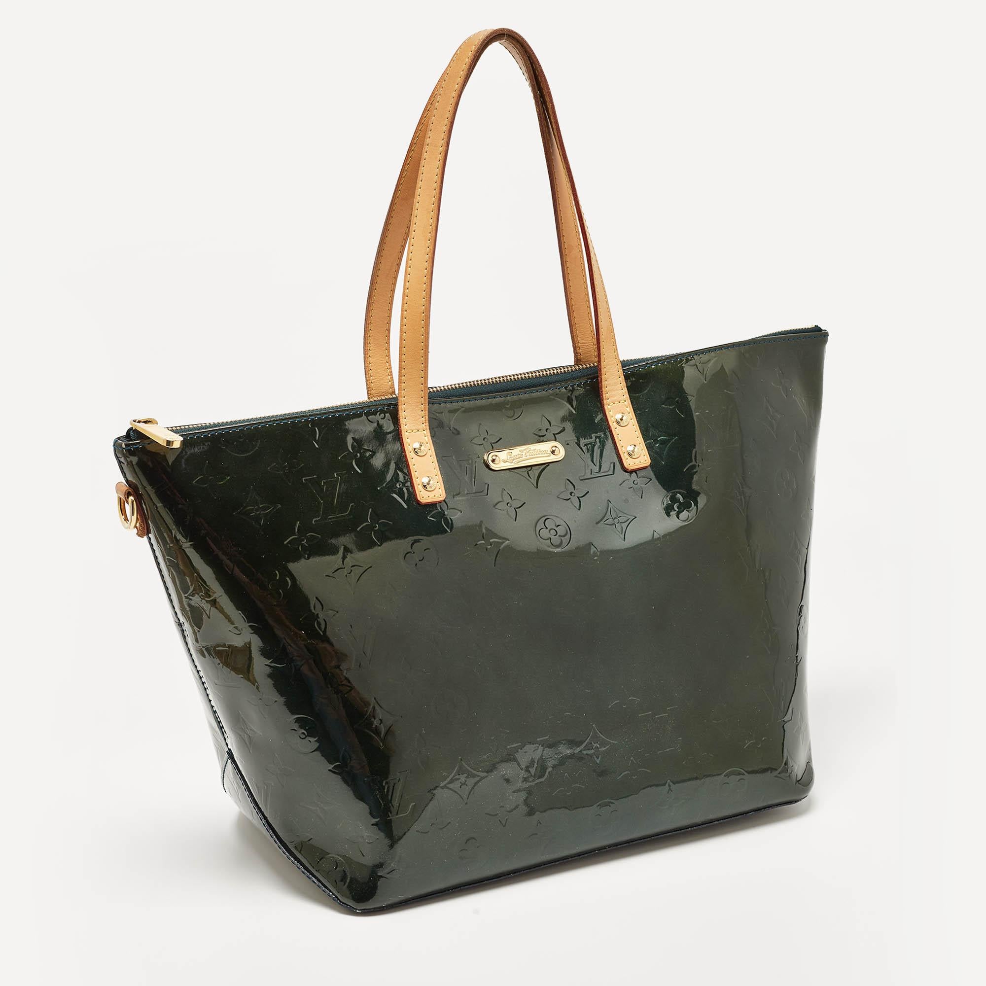 Black Louis Vuitton Bleu Nuit Monogram Vernis Bellevue GM Bag For Sale
