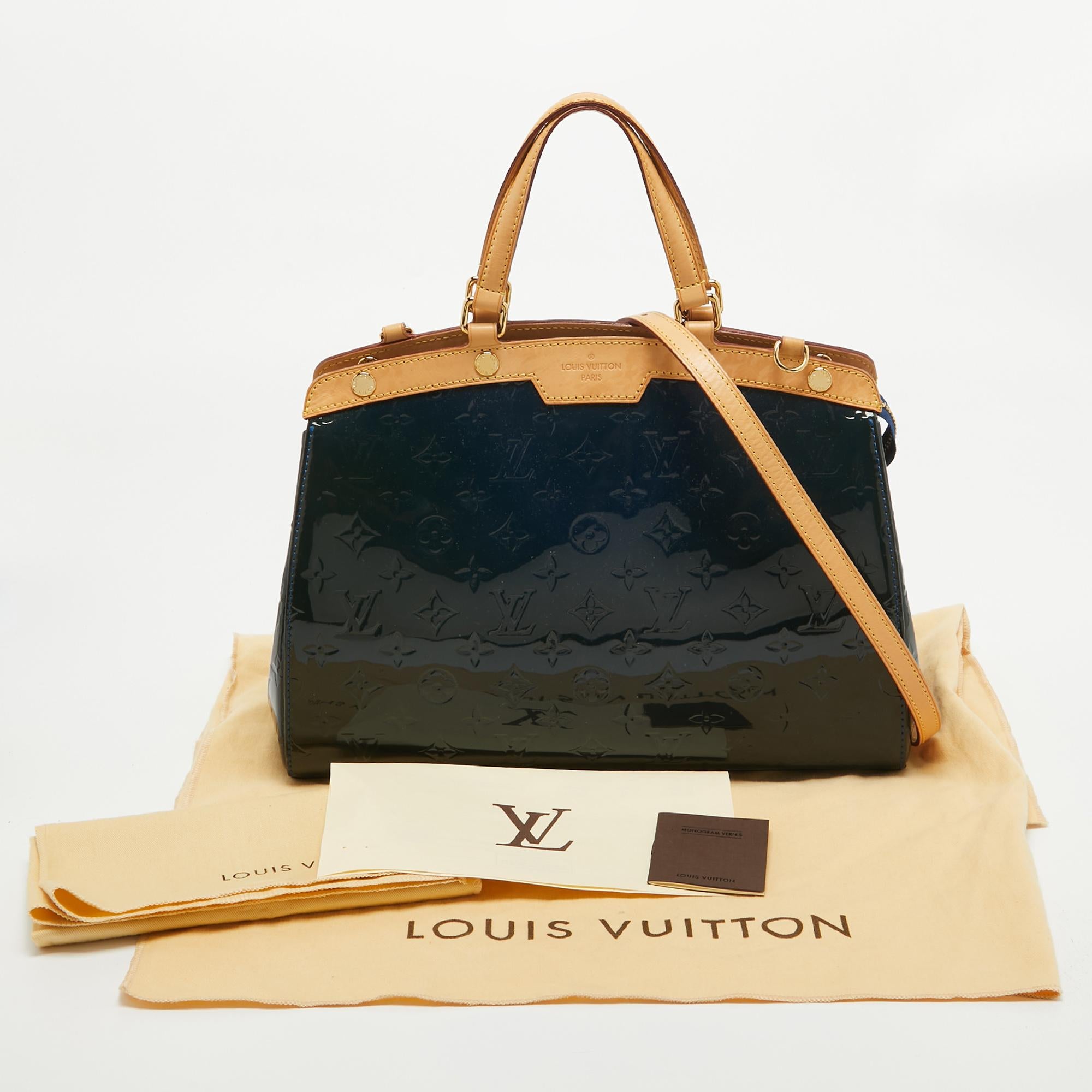 Louis Vuitton Bleu Nuit Monogram Vernis Brea MM Bag For Sale 8