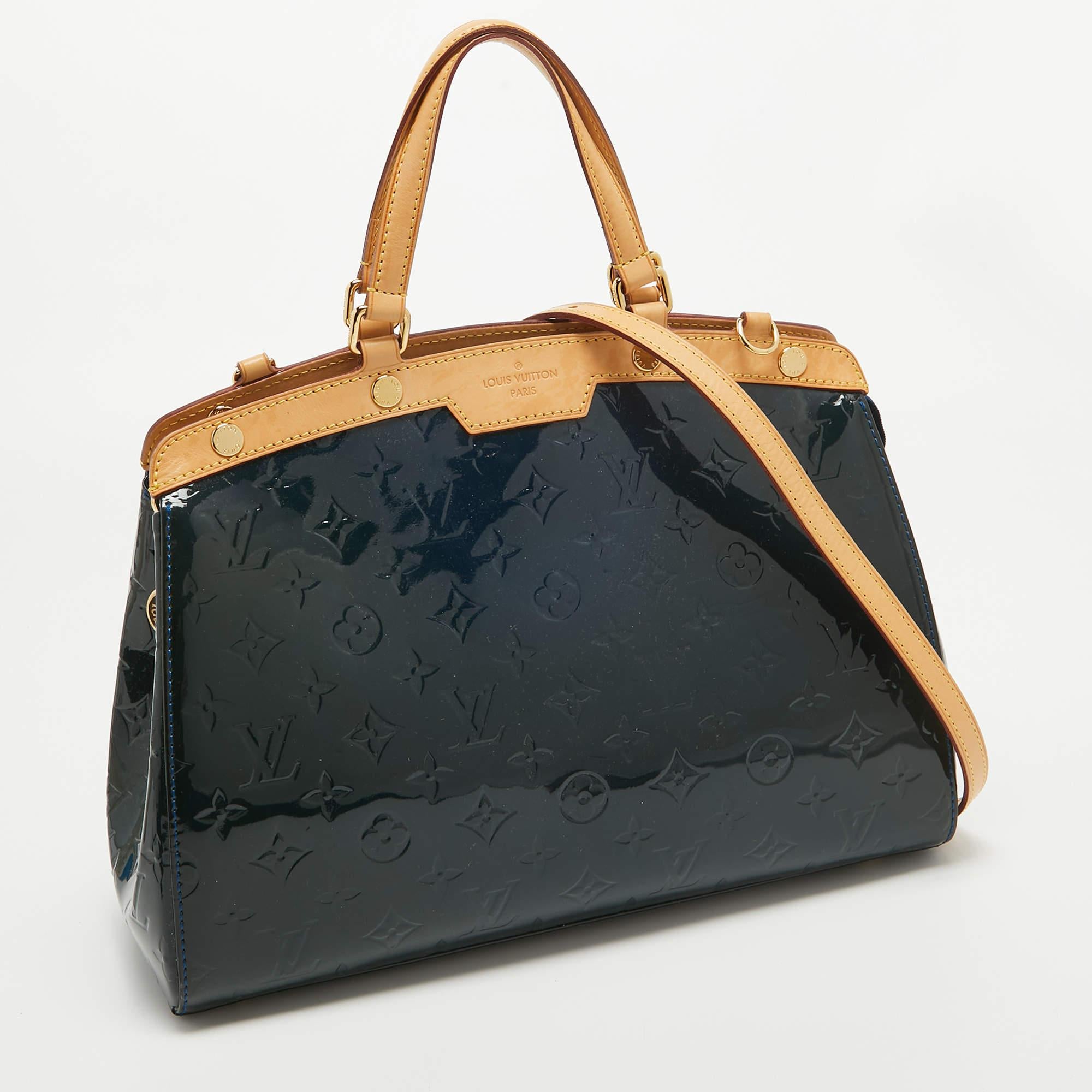 Black Louis Vuitton Bleu Nuit Monogram Vernis Brea MM Bag