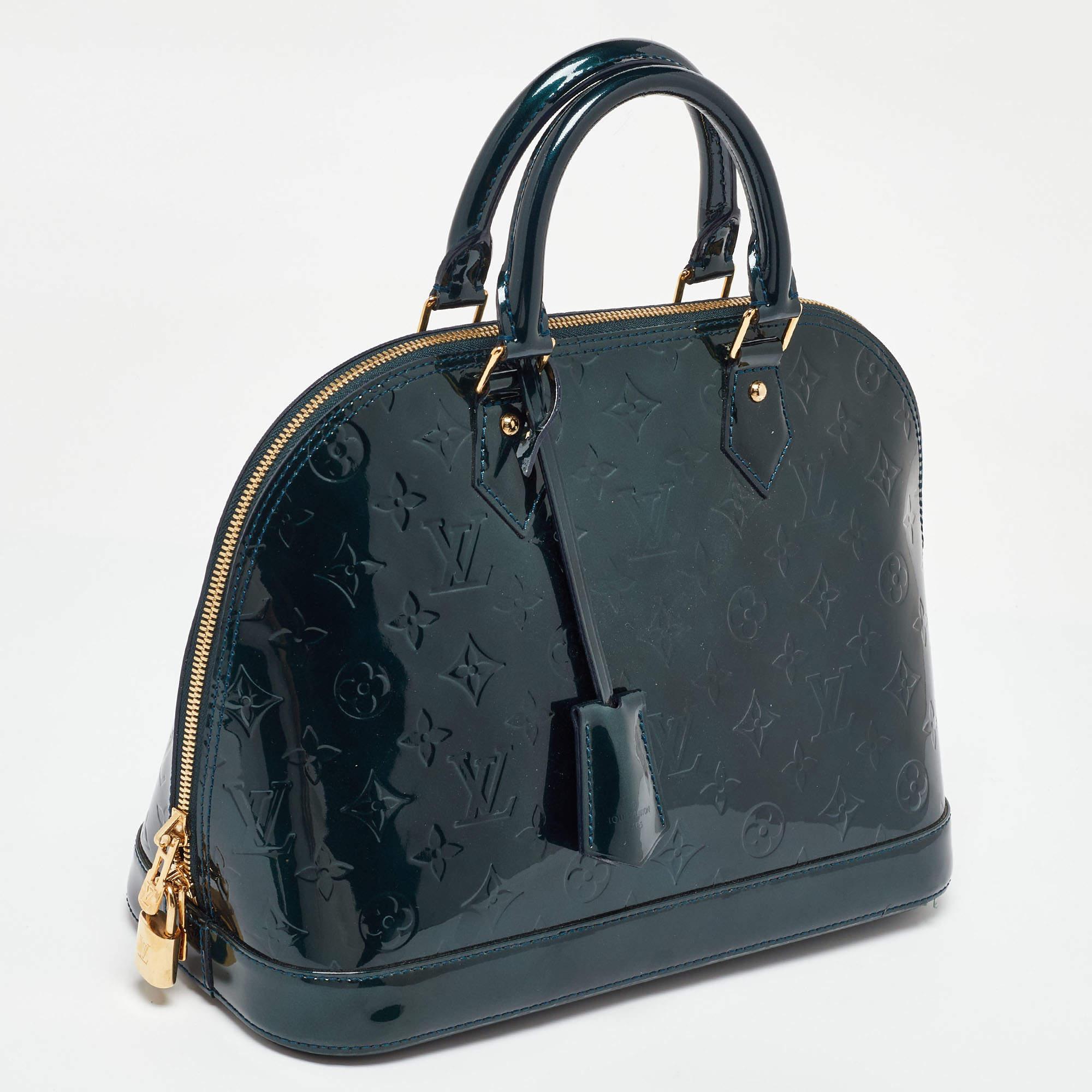Black Louis Vuitton Bleu Nuit Monogram Vernis Leather Alma PM Bag