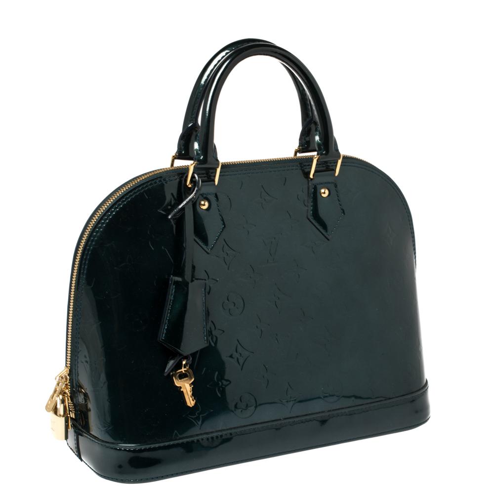 Black Louis Vuitton Bleu Nuit Monogram Vernis Leather Alma PM Bag