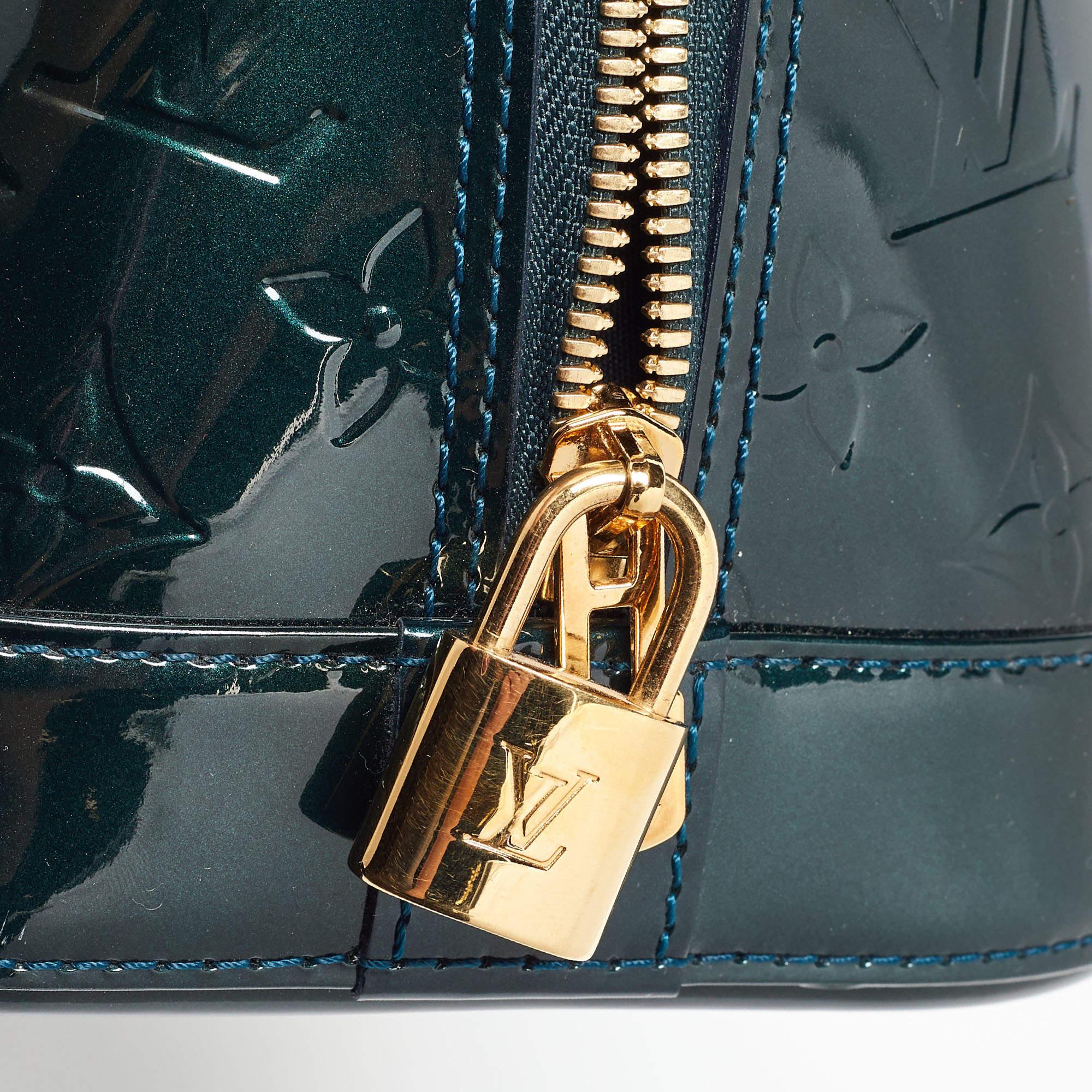 Women's Louis Vuitton Bleu Nuit Monogram Vernis Leather Alma PM Bag